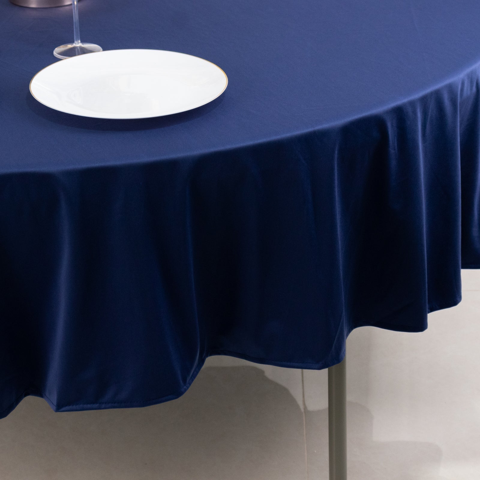 Scuba Round 90" Tablecloth Navy Blue - Wrinkle Free & Stain Resistant Table Cover - Bell Racket Store