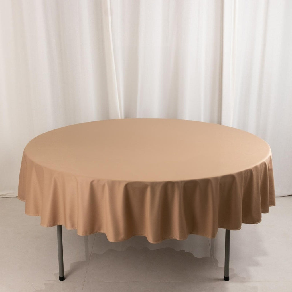 Scuba Round 90" Tablecloth Nude - Wrinkle Free & Stain Resistant Table Cover - Bell Racket Store