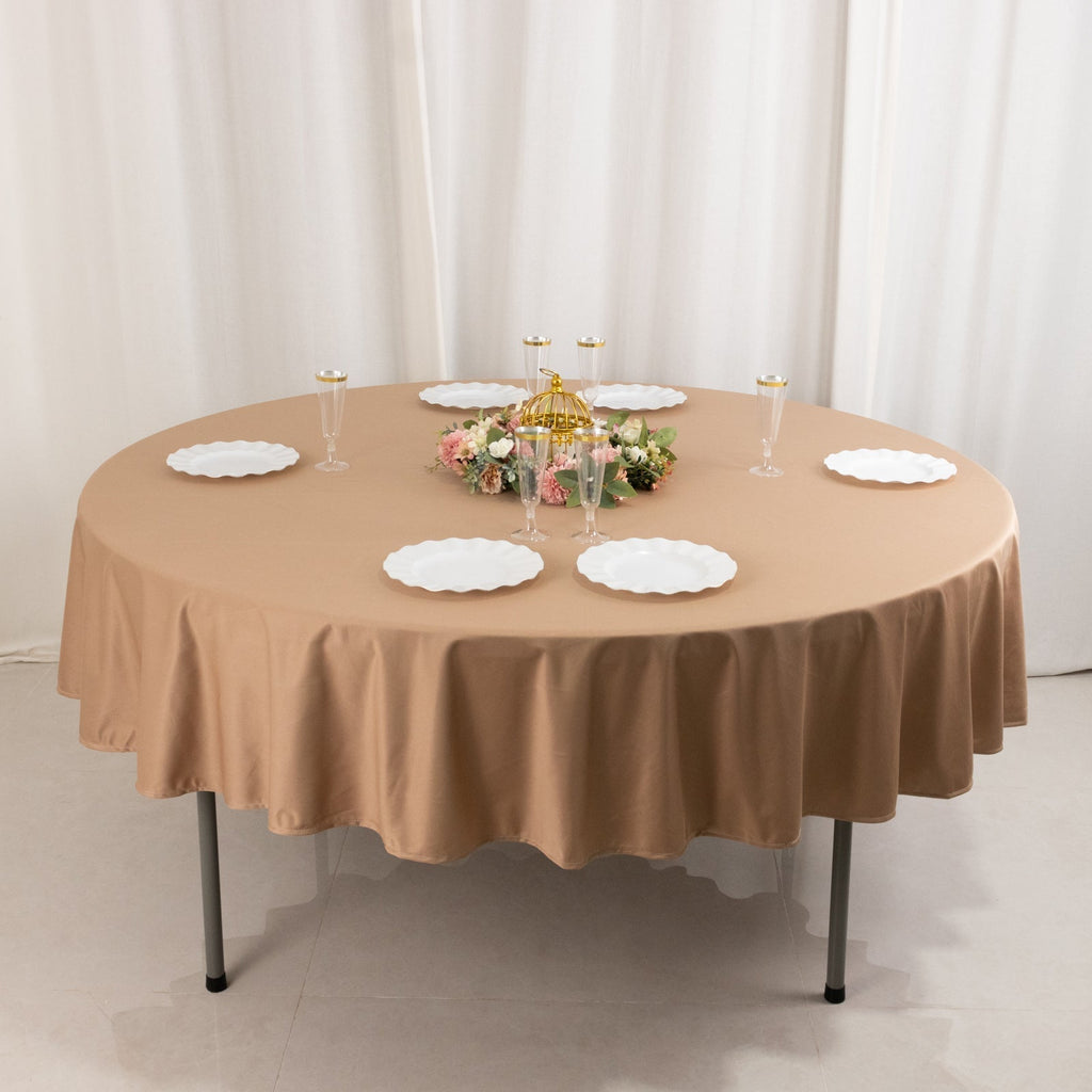 Scuba Round 90" Tablecloth Nude - Wrinkle Free & Stain Resistant Table Cover - Bell Racket Store