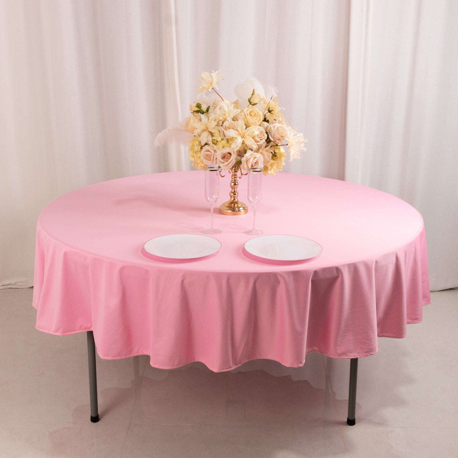 Scuba Round 90" Tablecloth Pink - Wrinkle Free & Stain Resistant Table Cover - Bell Racket Store