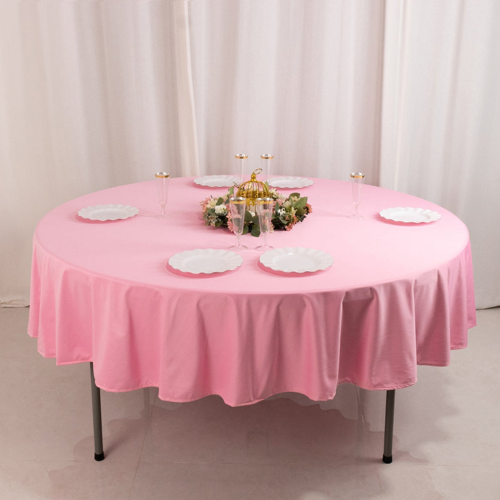 Scuba Round 90" Tablecloth Pink - Wrinkle Free & Stain Resistant Table Cover - Bell Racket Store