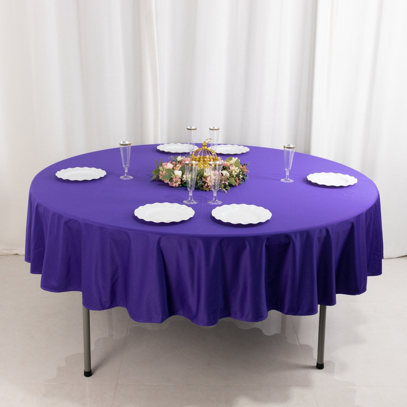 Scuba Round 90" Tablecloth Purple - Wrinkle Free & Stain Resistant Table Cover - Bell Racket Store