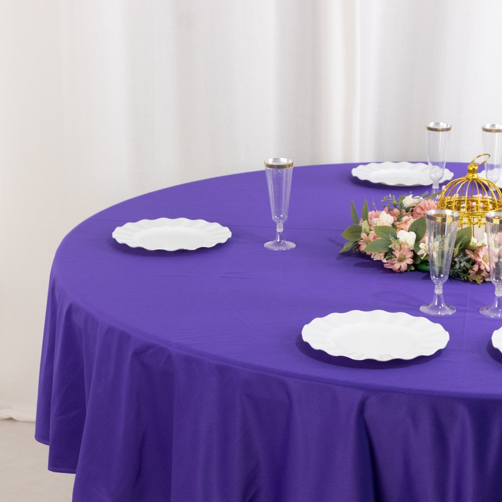 Scuba Round 90" Tablecloth Purple - Wrinkle Free & Stain Resistant Table Cover - Bell Racket Store