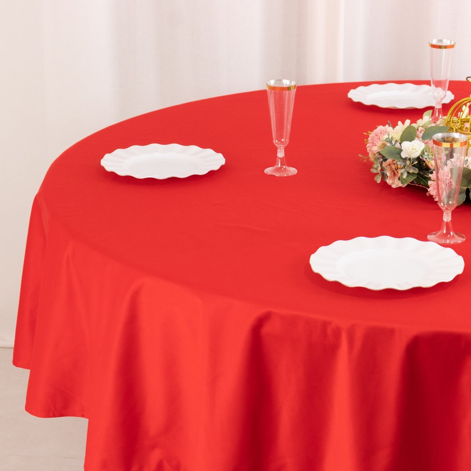 Scuba Round 90" Tablecloth Red - Wrinkle Free & Stain Resistant Table Cover - Bell Racket Store