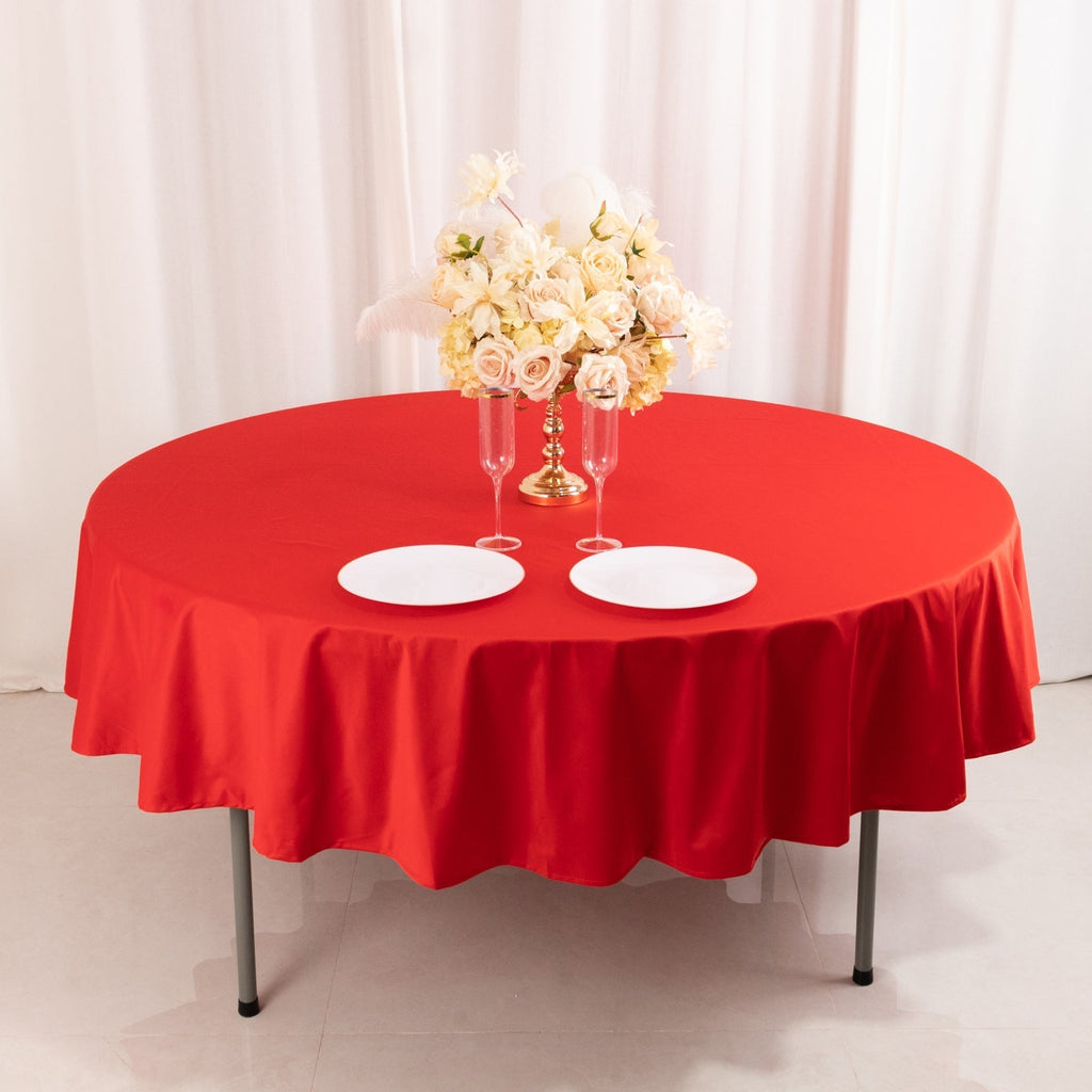 Scuba Round 90" Tablecloth Red - Wrinkle Free & Stain Resistant Table Cover - Bell Racket Store