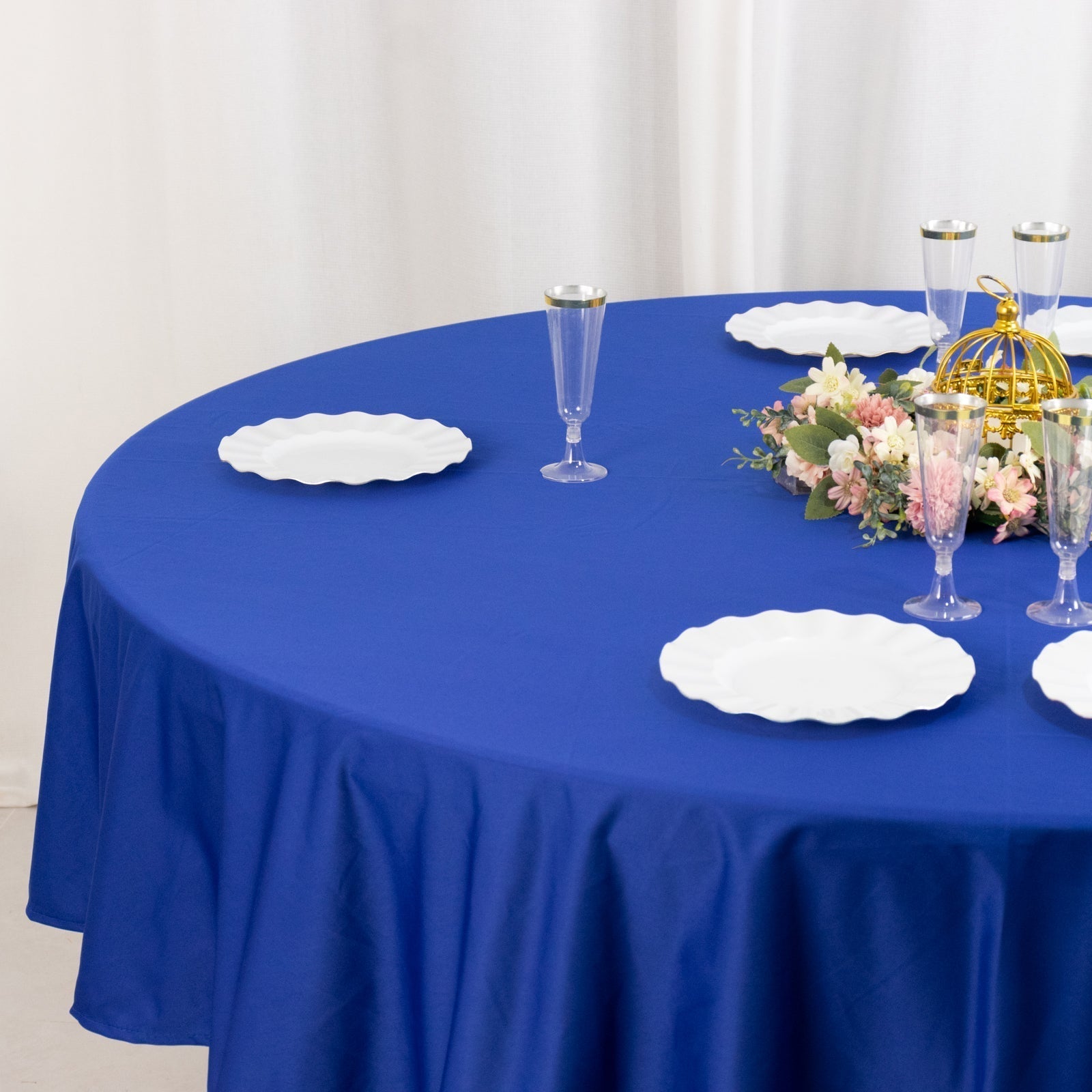 Scuba Round 90" Tablecloth Royal Blue - Wrinkle Free & Stain Resistant Table Cover - Bell Racket Store