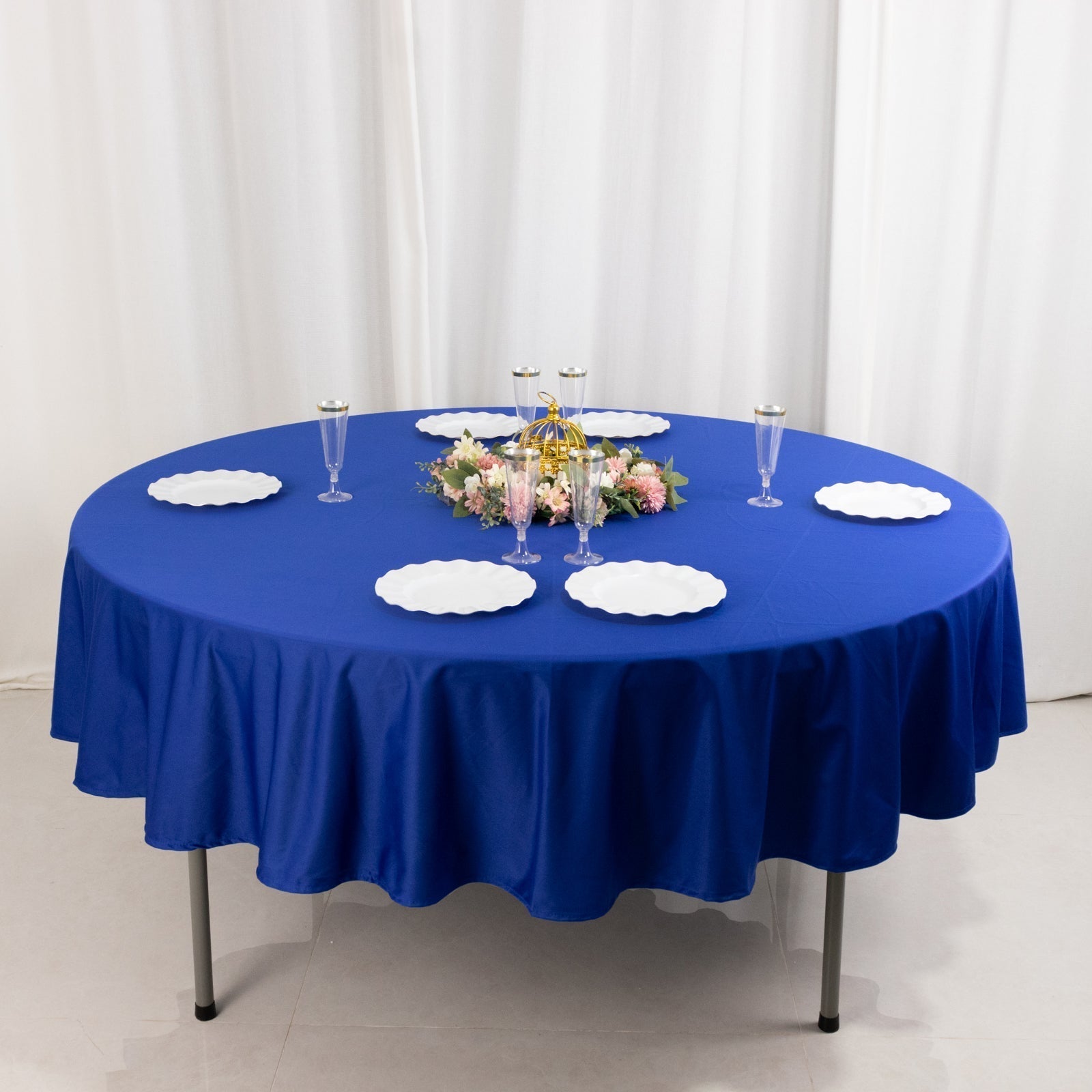 Scuba Round 90" Tablecloth Royal Blue - Wrinkle Free & Stain Resistant Table Cover - Bell Racket Store