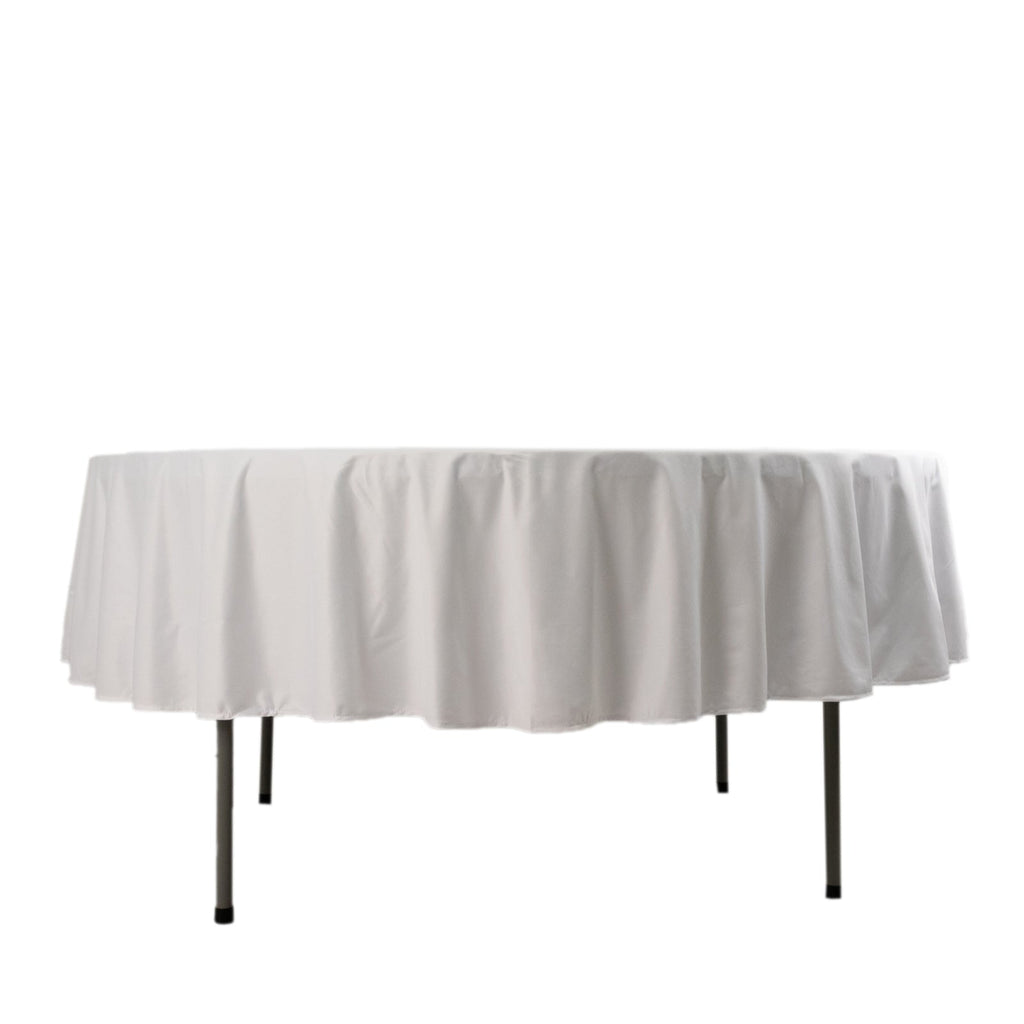 Scuba Round 90" Tablecloth White - Wrinkle Free & Stain Resistant Table Cover for Weddings and Banquets - Bell Racket Store