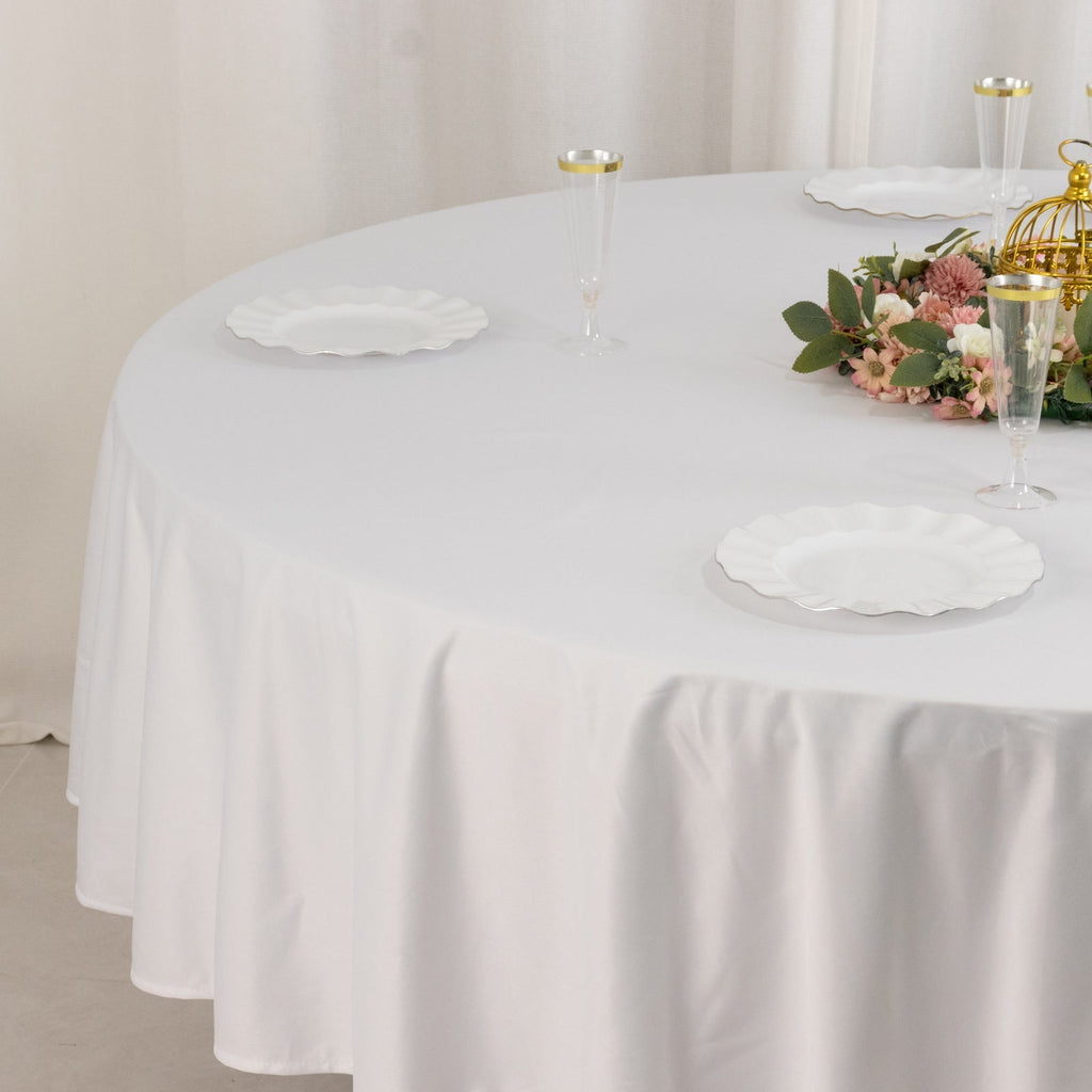 Scuba Round 90" Tablecloth White - Wrinkle Free & Stain Resistant Table Cover for Weddings and Banquets - Bell Racket Store