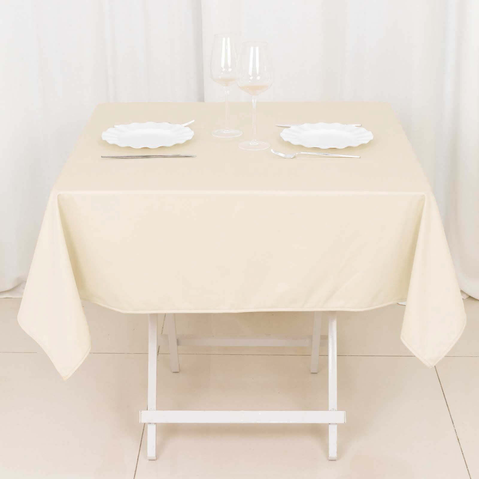 Scuba Square 54"x54" Tablecloth Beige - Wrinkle Free & Stain Resistant Table Cover - Bell Racket Store