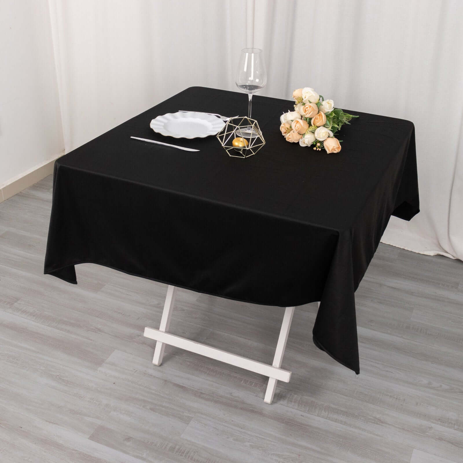 Scuba Square 54"x54" Tablecloth Black - Wrinkle Free & Stain Resistant Table Cover - Bell Racket Store