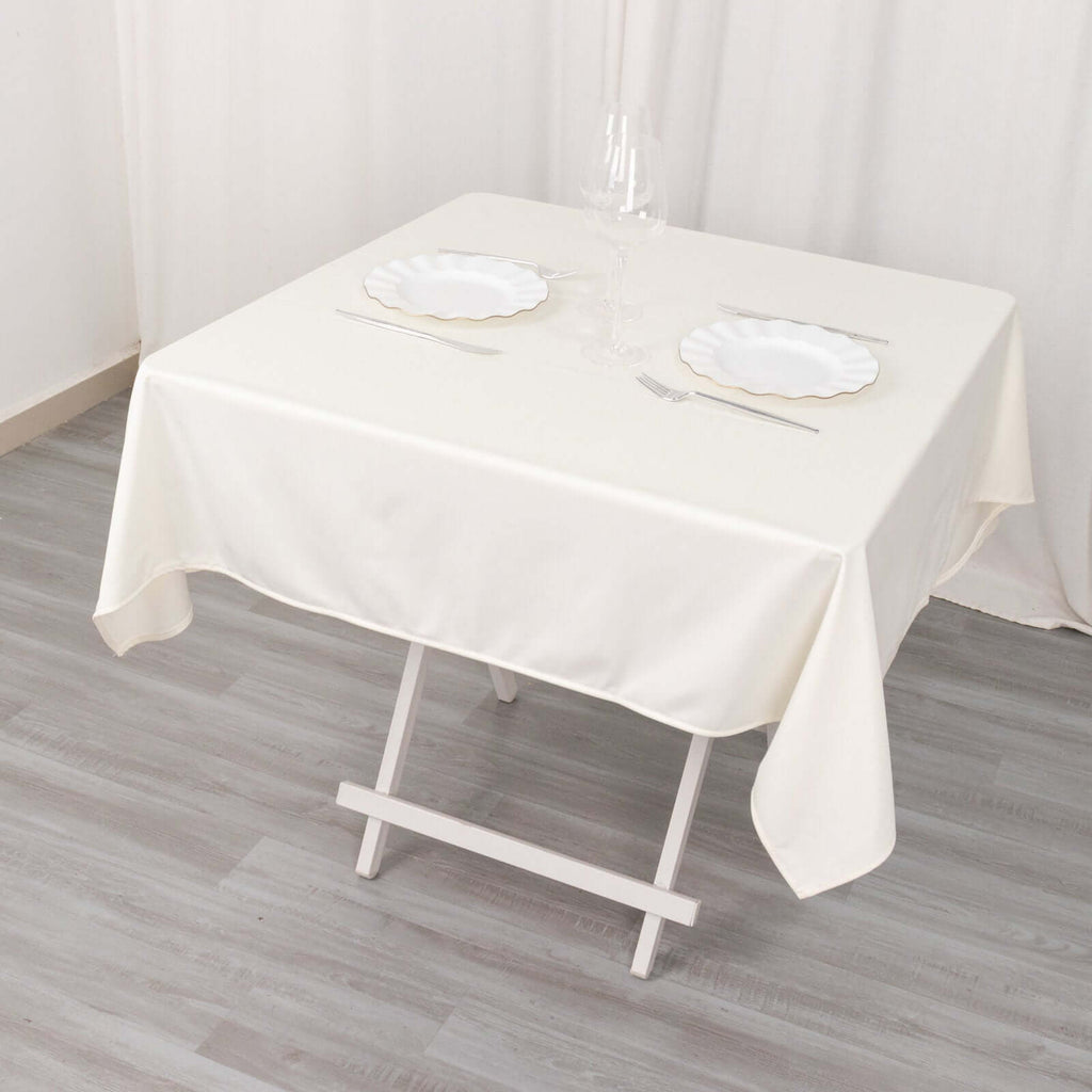 Scuba Square 54"x54" Tablecloth Ivory - Wrinkle Free & Stain Resistant Table Cover - Bell Racket Store