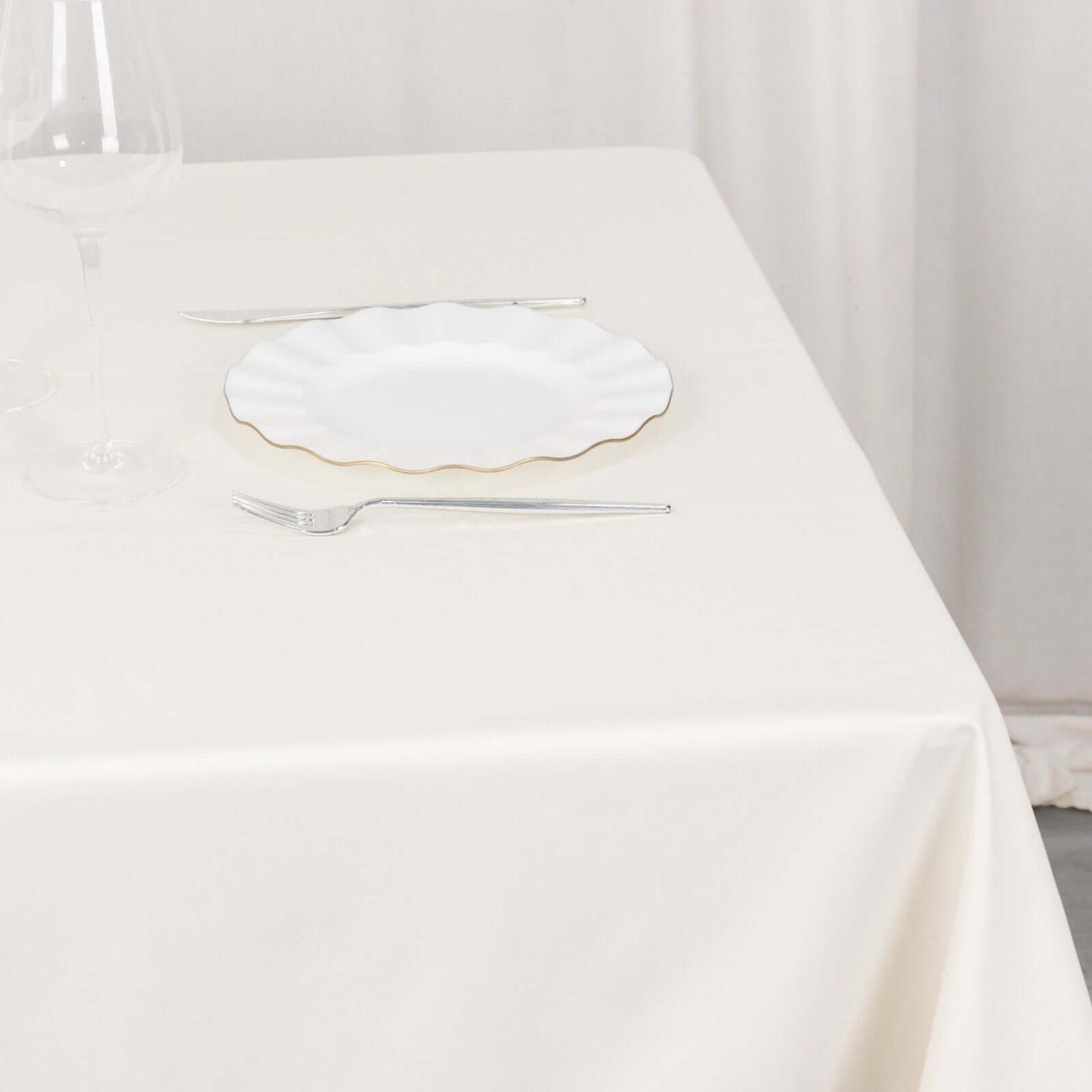 Scuba Square 54"x54" Tablecloth Ivory - Wrinkle Free & Stain Resistant Table Cover - Bell Racket Store