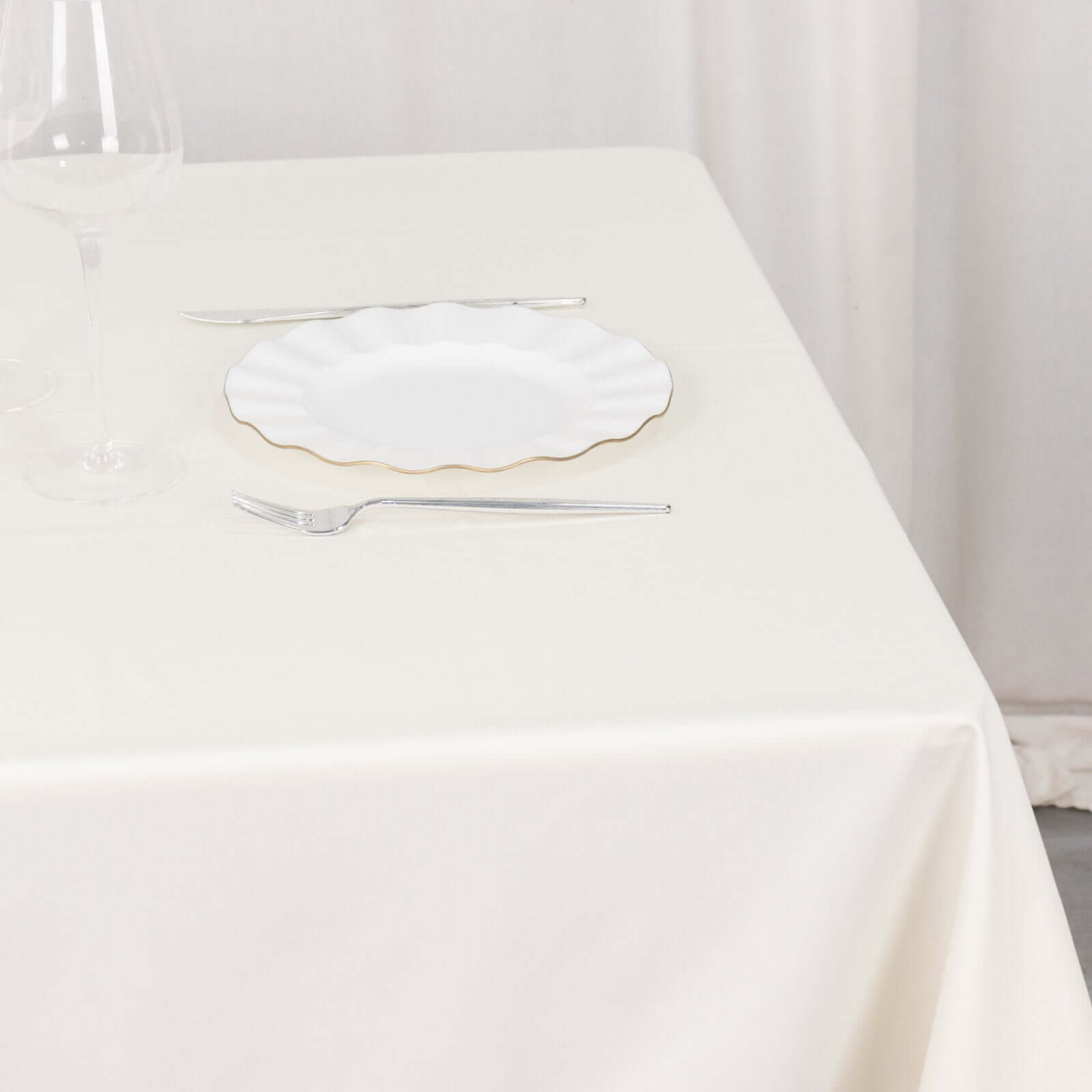 Scuba Square 54"x54" Tablecloth Ivory - Wrinkle Free & Stain Resistant Table Cover - Bell Racket Store