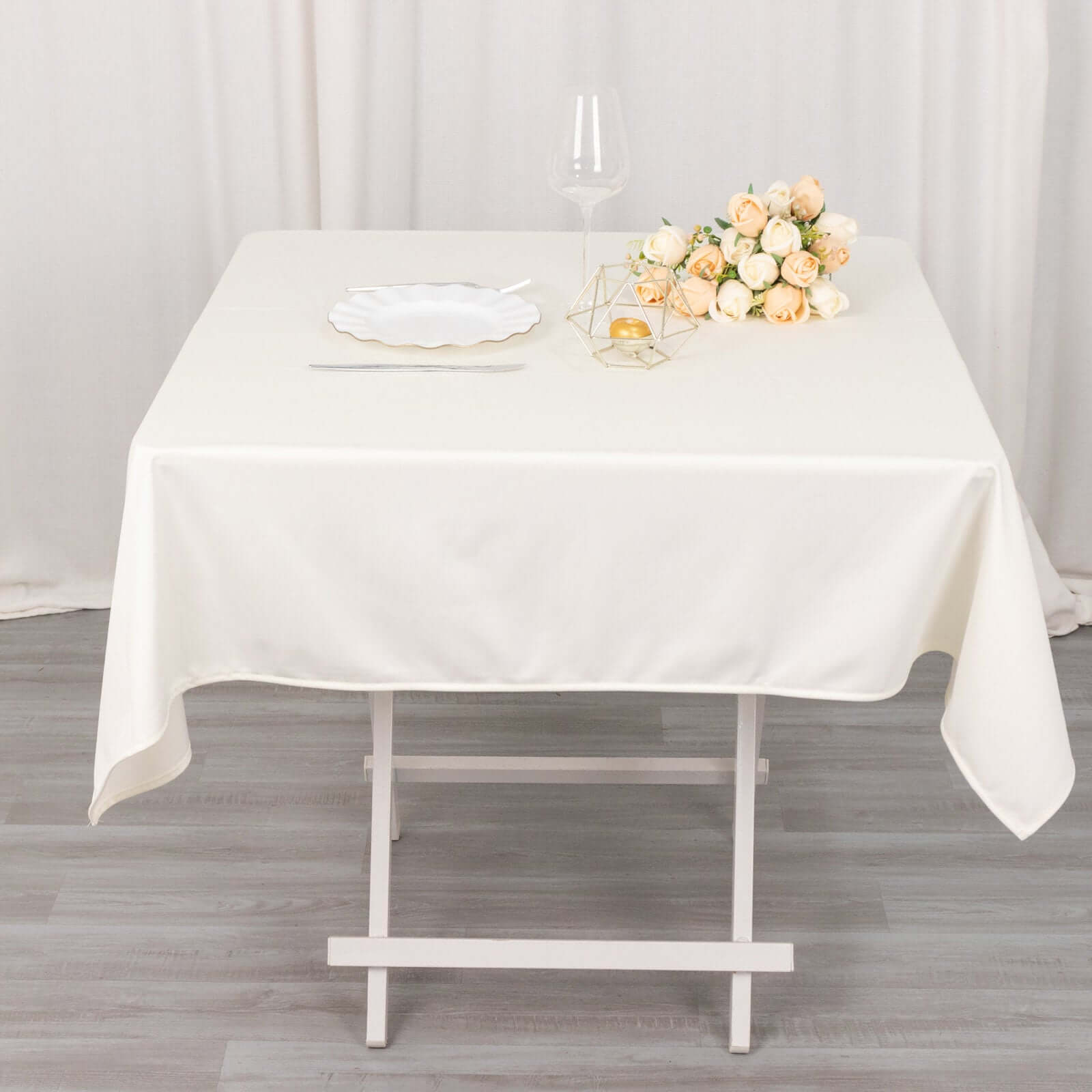 Scuba Square 54"x54" Tablecloth Ivory - Wrinkle Free & Stain Resistant Table Cover - Bell Racket Store