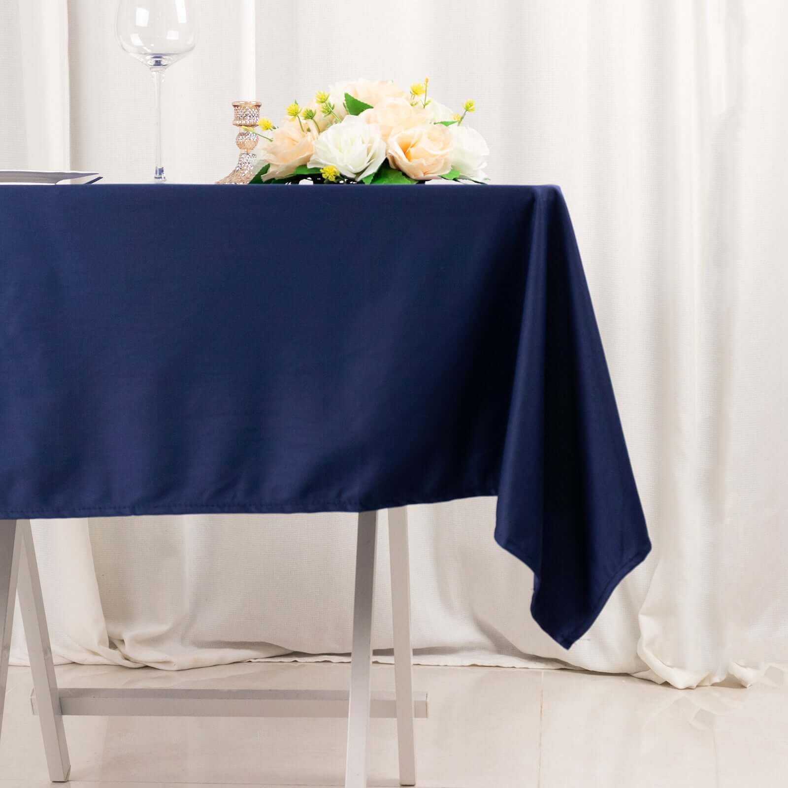 Scuba Square 54"x54" Tablecloth Navy Blue - Wrinkle Free & Stain Resistant Table Cover - Bell Racket Store