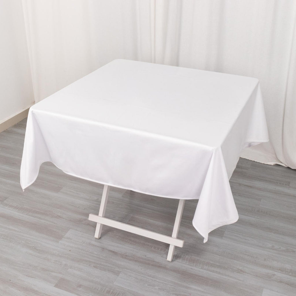 Scuba Square 54"x54" Tablecloth White - Wrinkle Free & Stain Resistant Table Cover for Weddings & Events - Bell Racket Store