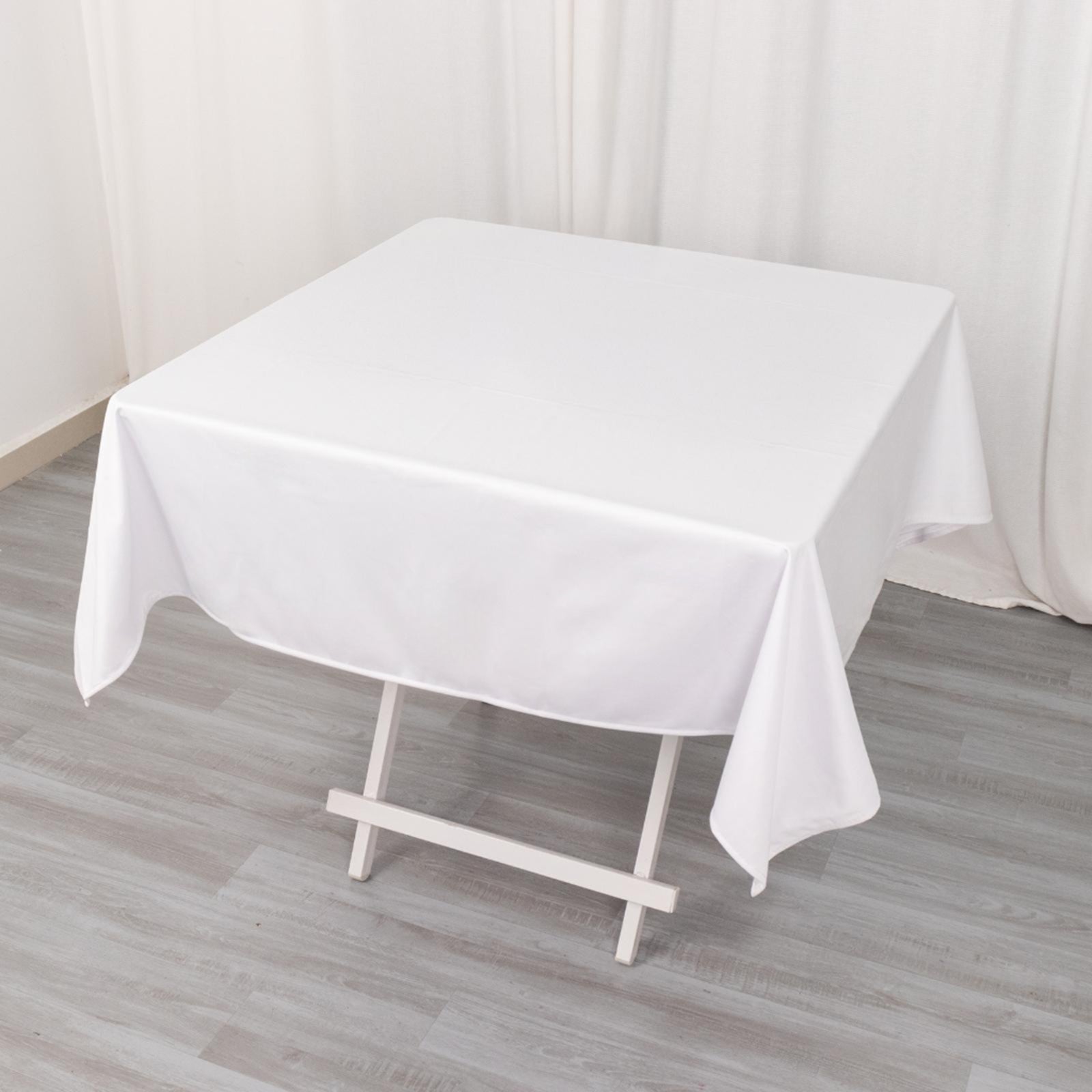 Scuba Square 54"x54" Tablecloth White - Wrinkle Free & Stain Resistant Table Cover for Weddings & Events - Bell Racket Store