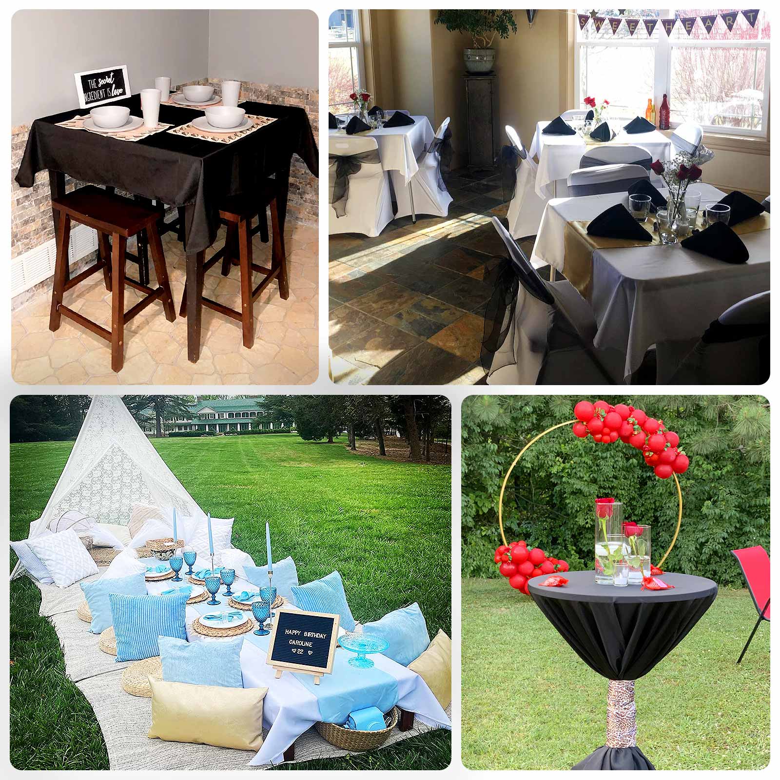 Scuba Square 54"x54" Tablecloth White - Wrinkle Free & Stain Resistant Table Cover for Weddings & Events - Bell Racket Store