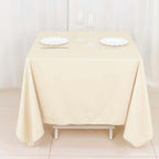 Scuba Square 70"x70" Tablecloth Beige - Wrinkle Free & Stain Resistant Table Cover - Bell Racket Store
