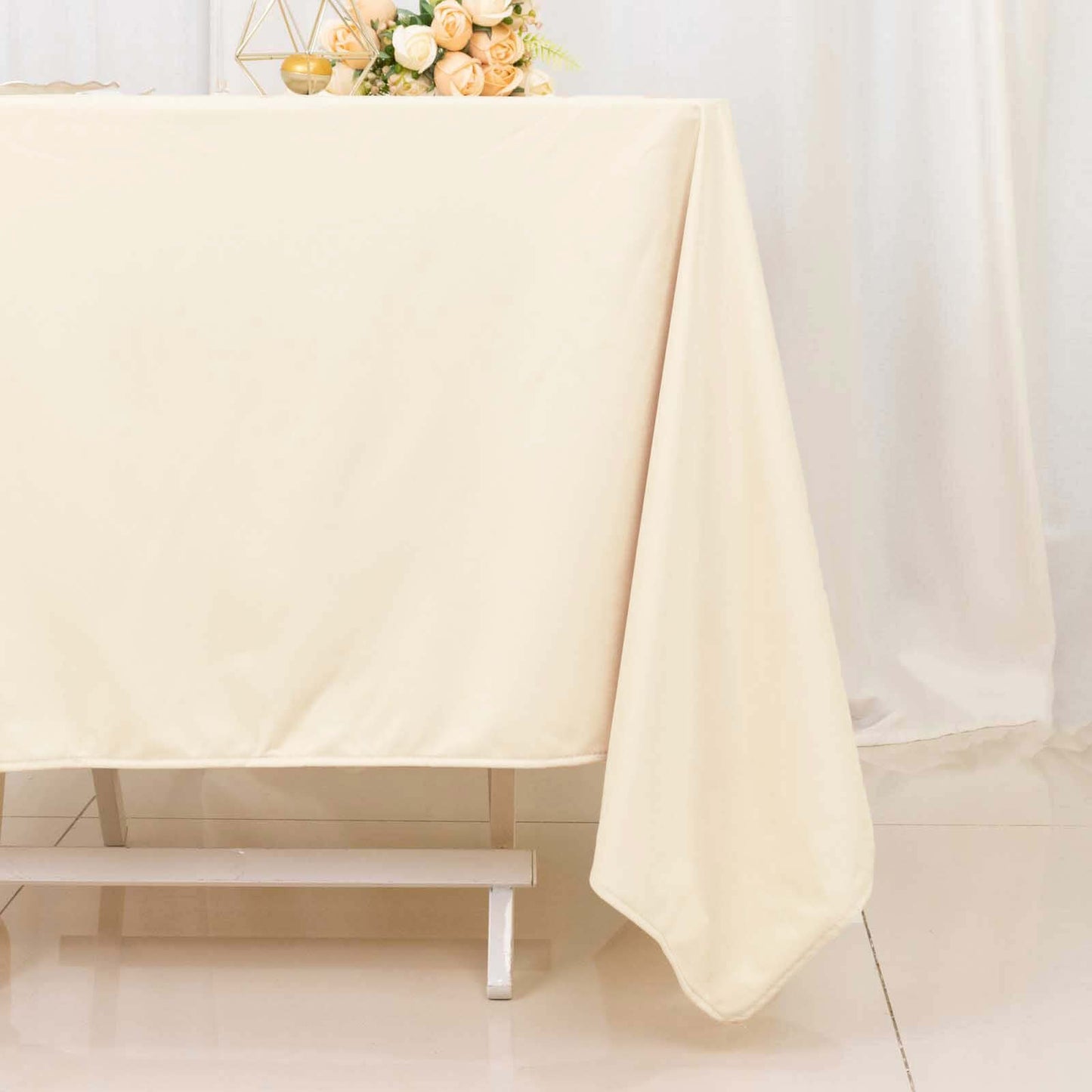 Scuba Square 70"x70" Tablecloth Beige - Wrinkle Free & Stain Resistant Table Cover - Bell Racket Store