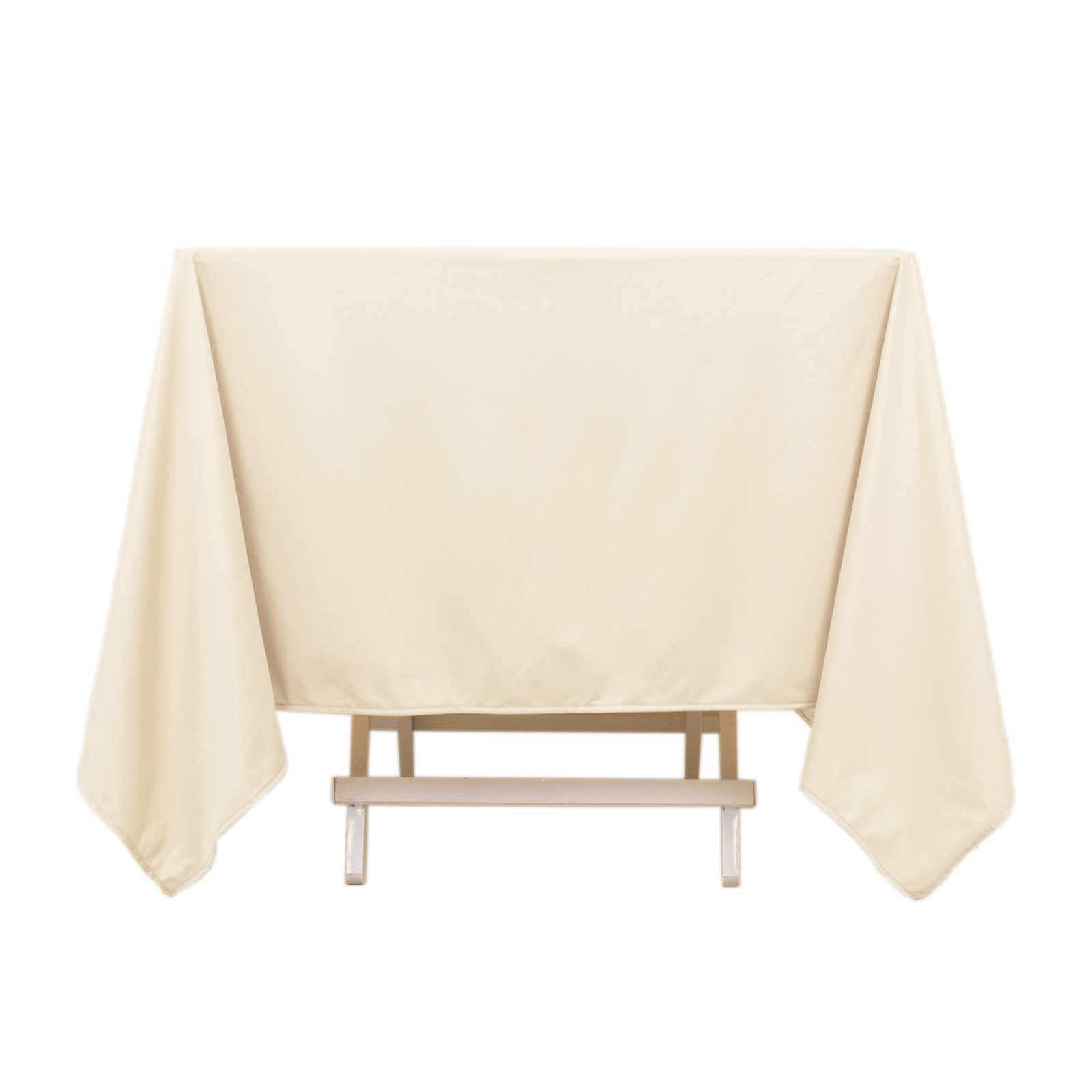 Scuba Square 70"x70" Tablecloth Beige - Wrinkle Free & Stain Resistant Table Cover - Bell Racket Store
