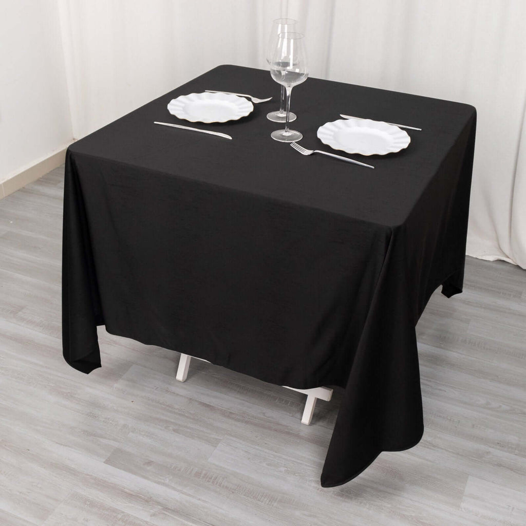 Scuba Square 70"x70" Tablecloth Black - Wrinkle Free & Stain Resistant Table Cover - Bell Racket Store
