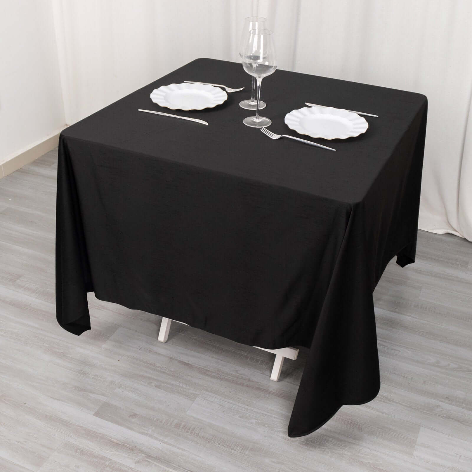 Scuba Square 70"x70" Tablecloth Black - Wrinkle Free & Stain Resistant Table Cover - Bell Racket Store