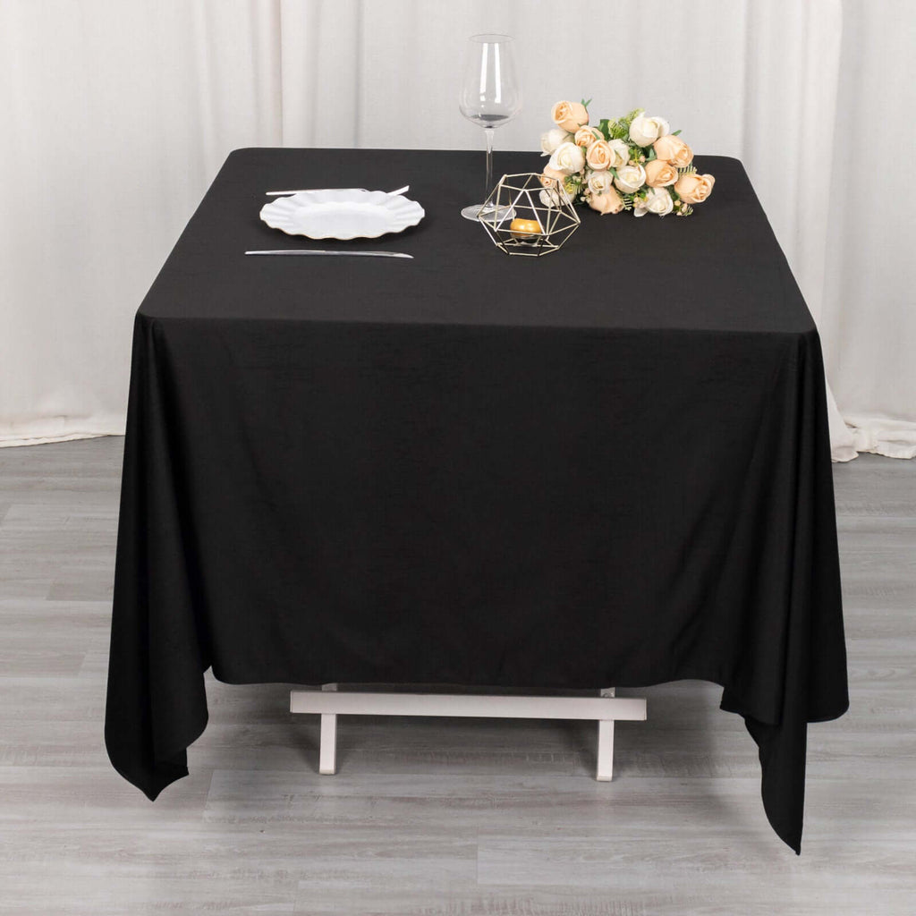 Scuba Square 70"x70" Tablecloth Black - Wrinkle Free & Stain Resistant Table Cover - Bell Racket Store