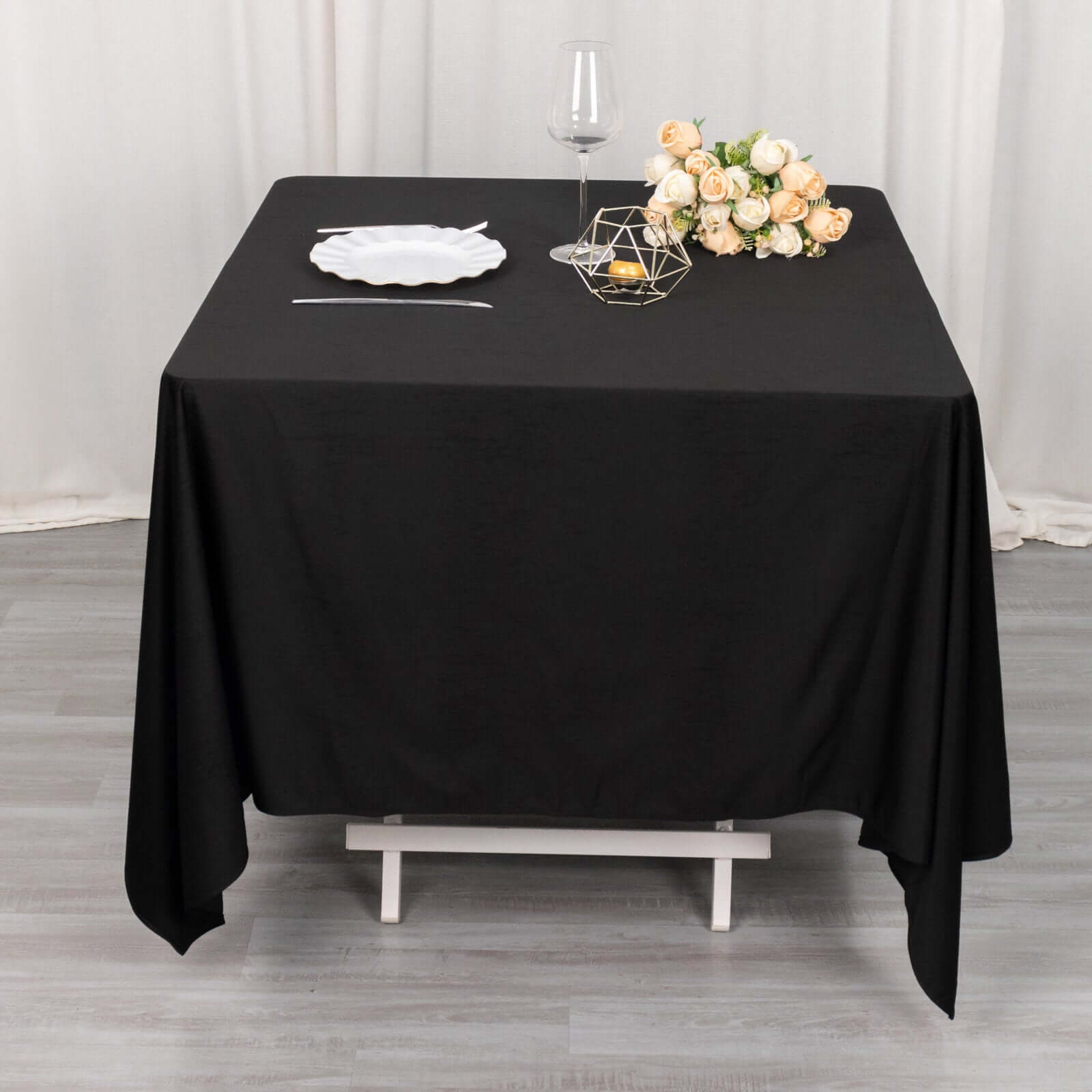 Scuba Square 70"x70" Tablecloth Black - Wrinkle Free & Stain Resistant Table Cover - Bell Racket Store