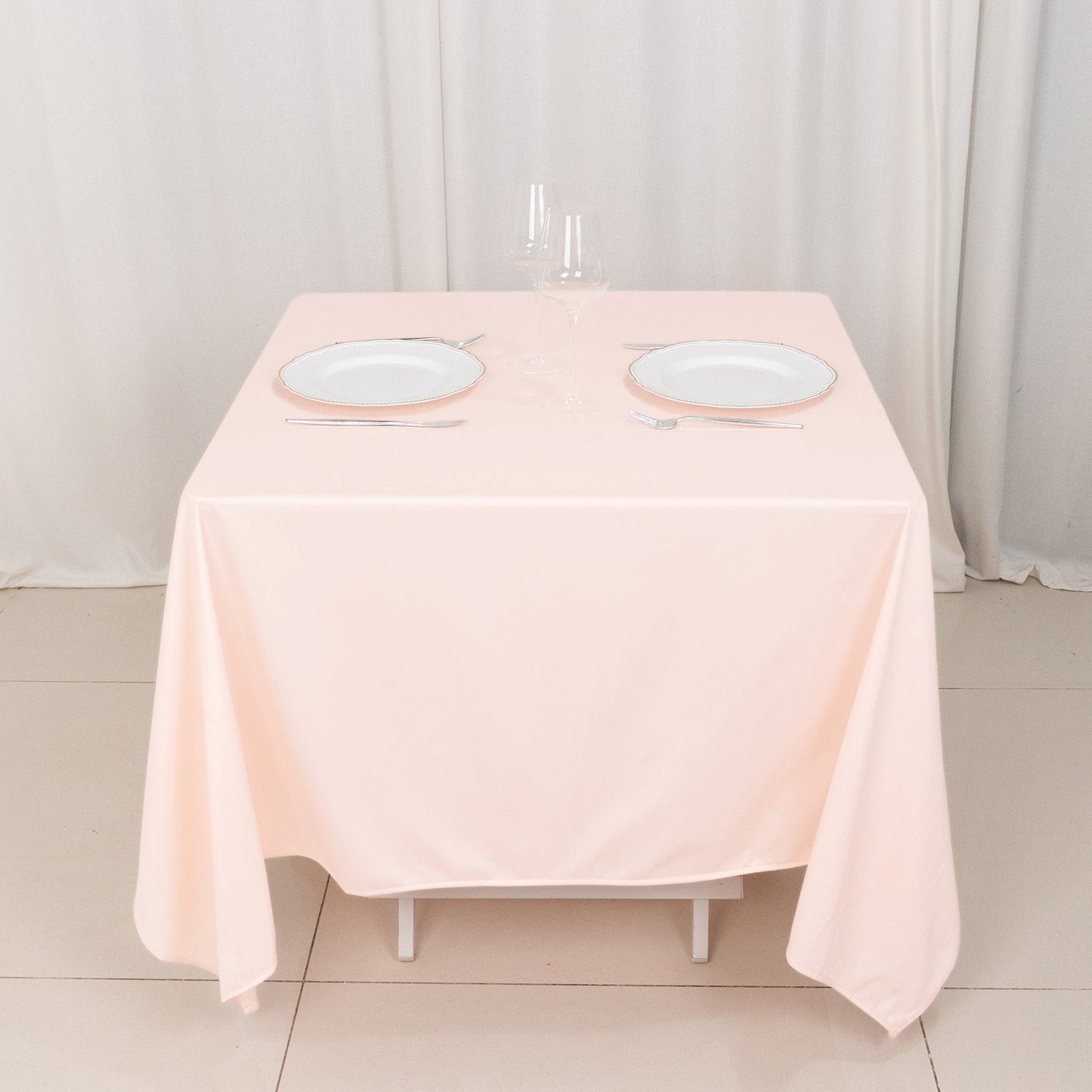 Scuba Square 70"x70" Tablecloth Blush - Wrinkle Free & Stain Resistant Table Cover - Bell Racket Store