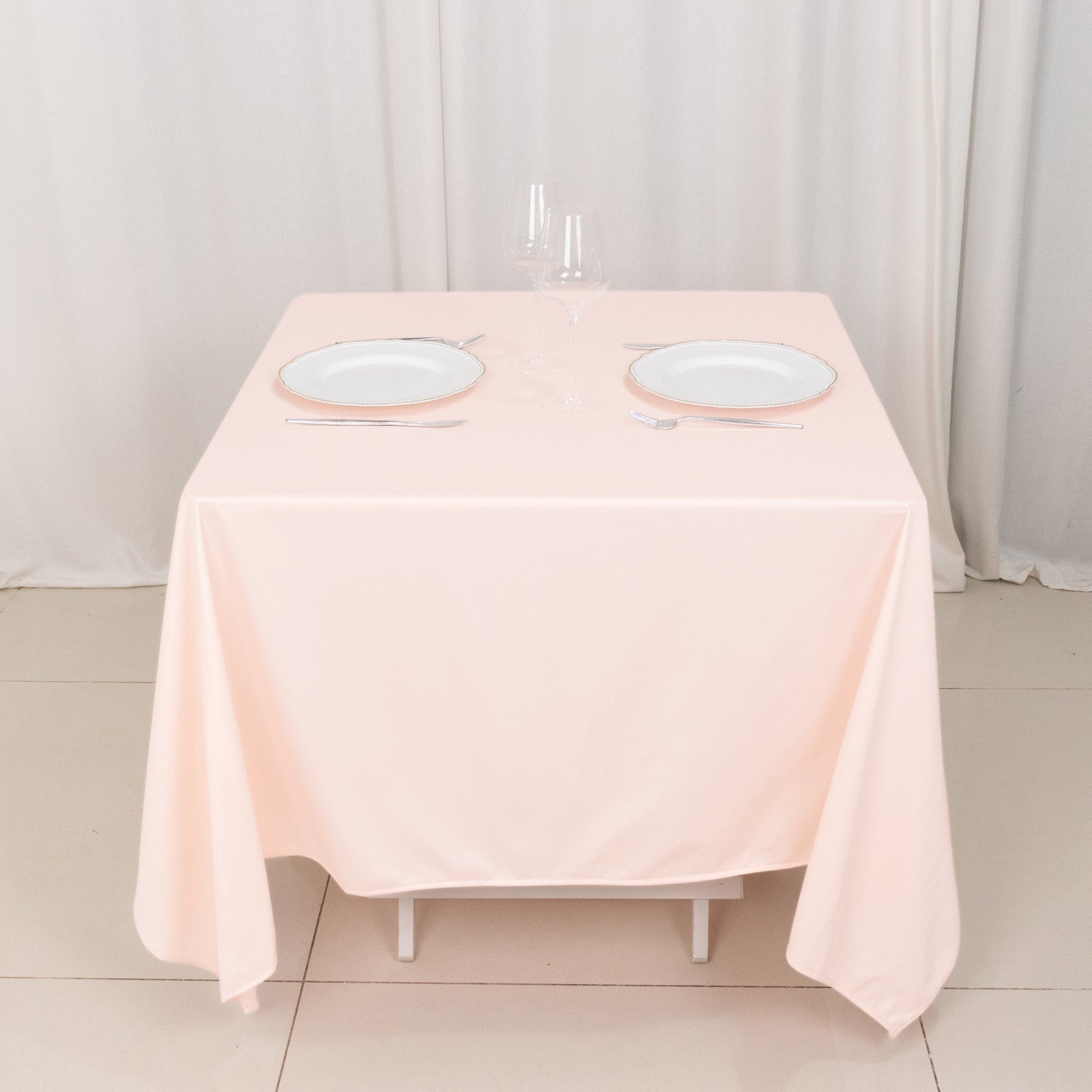 Scuba Square 70"x70" Tablecloth Blush - Wrinkle Free & Stain Resistant Table Cover - Bell Racket Store