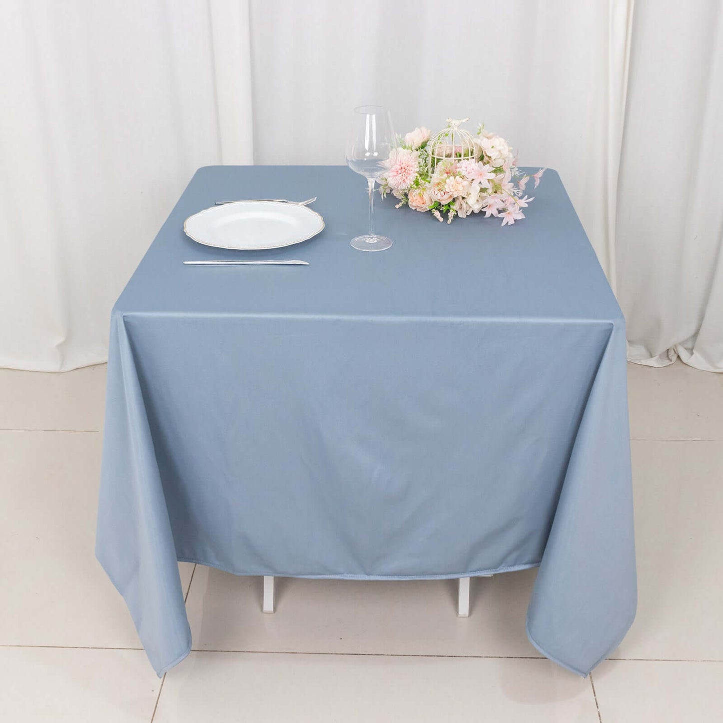 Scuba Square 70"x70" Tablecloth Dusty Blue - Wrinkle Free & Stain Resistant Table Cover - Bell Racket Store