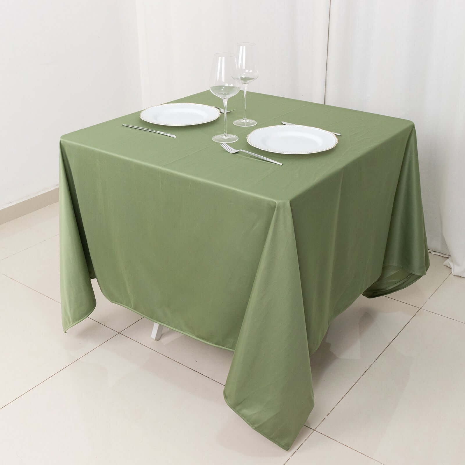 Scuba Square 70"x70" Tablecloth Dusty Sage Green - Wrinkle Free & Stain Resistant Table Cover - Bell Racket Store
