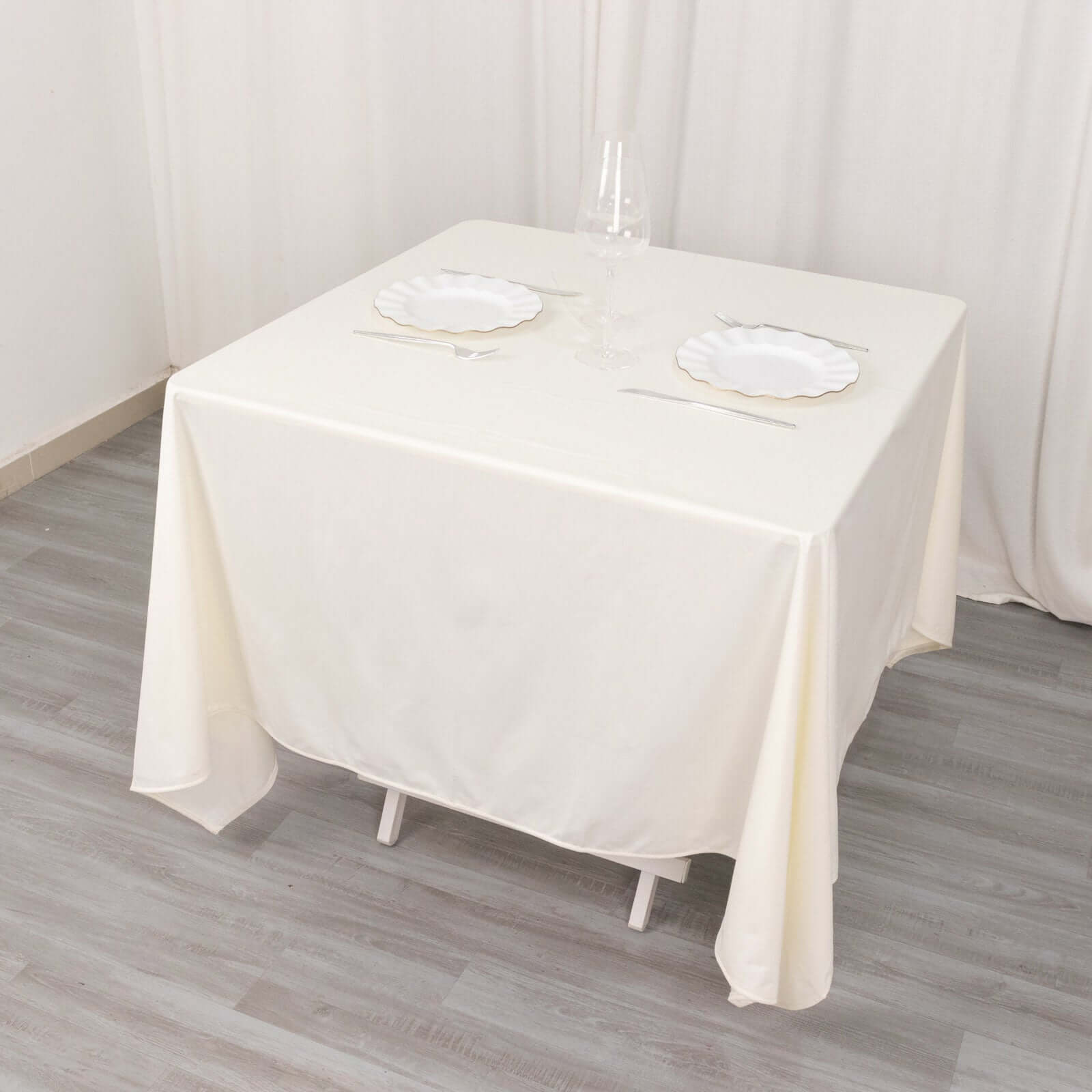 Scuba Square 70"x70" Tablecloth Ivory - Wrinkle Free & Stain Resistant Table Cover - Bell Racket Store