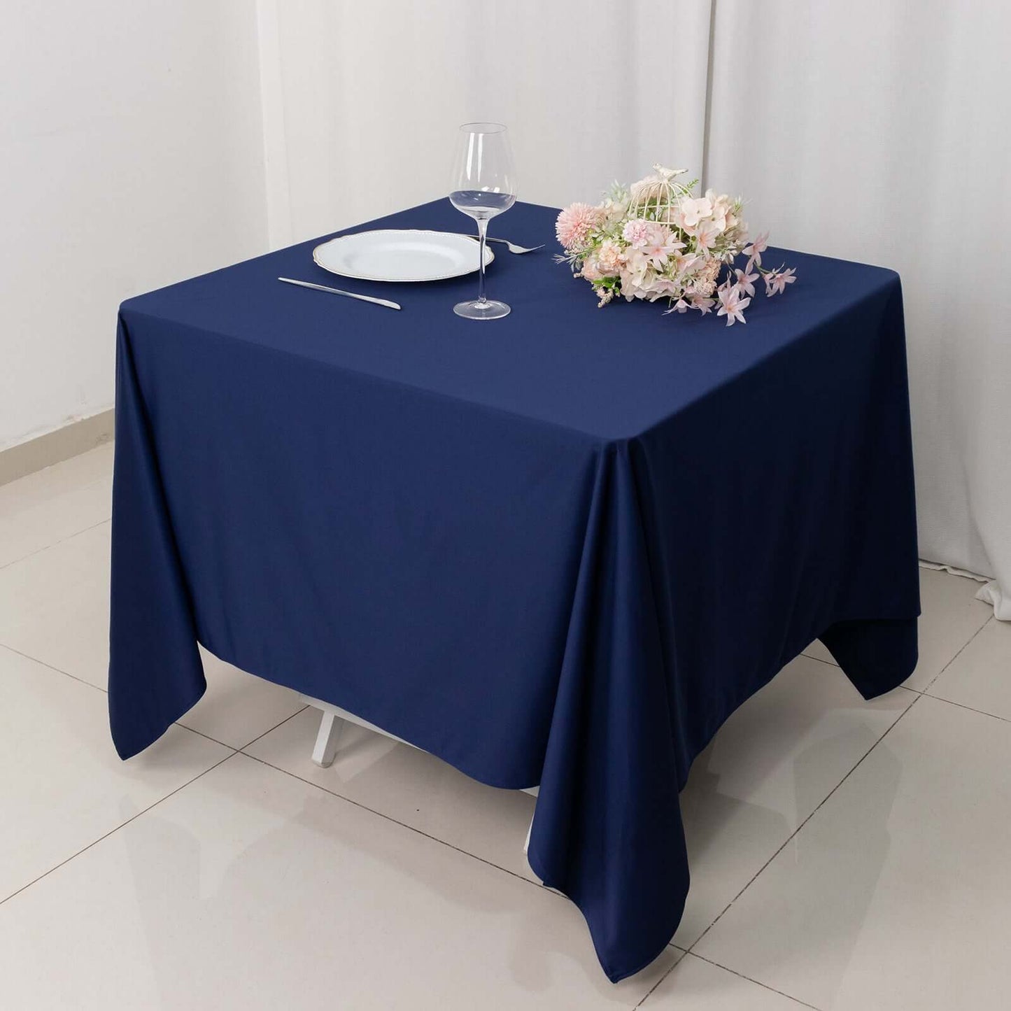 Scuba Square 70"x70" Tablecloth Navy Blue - Wrinkle Free & Stain Resistant Table Cover - Bell Racket Store