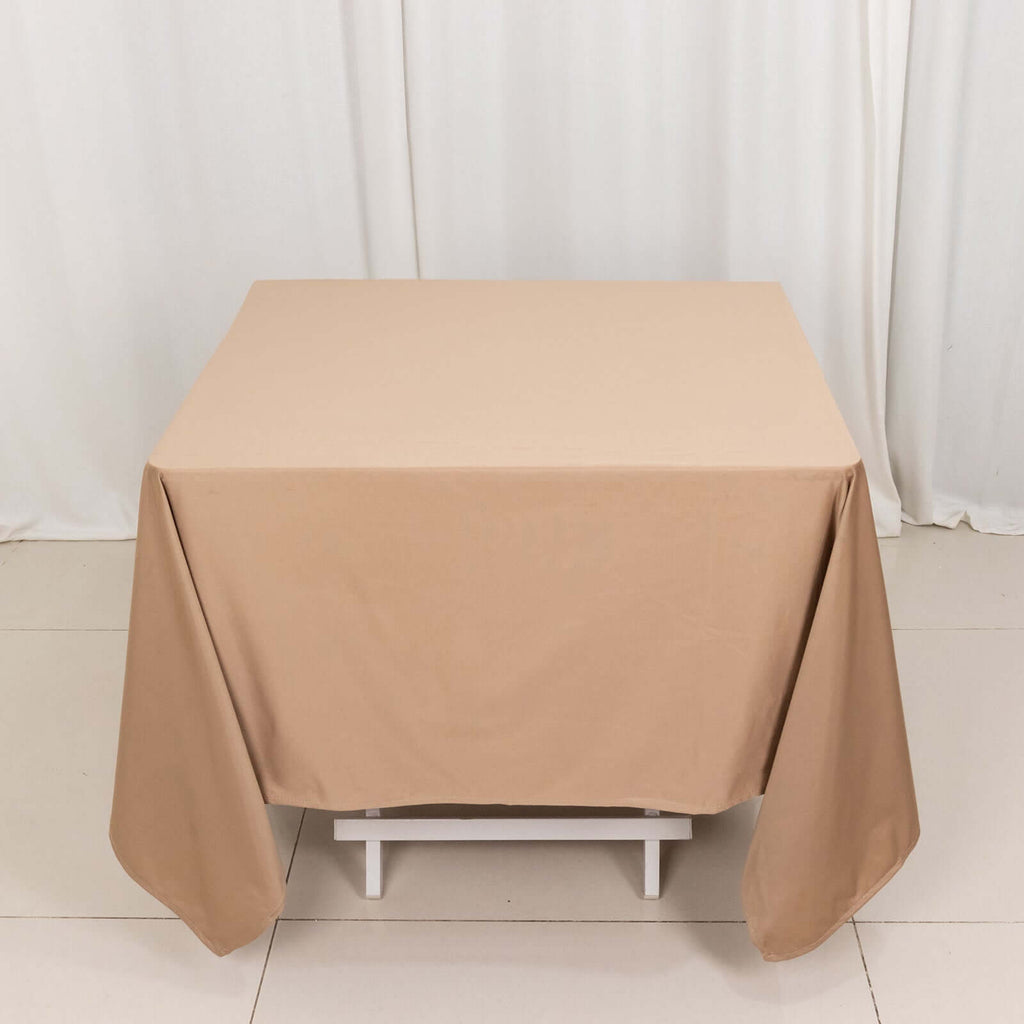 Scuba Square 70"x70" Tablecloth Nude - Wrinkle Free & Stain Resistant Table Cover - Bell Racket Store