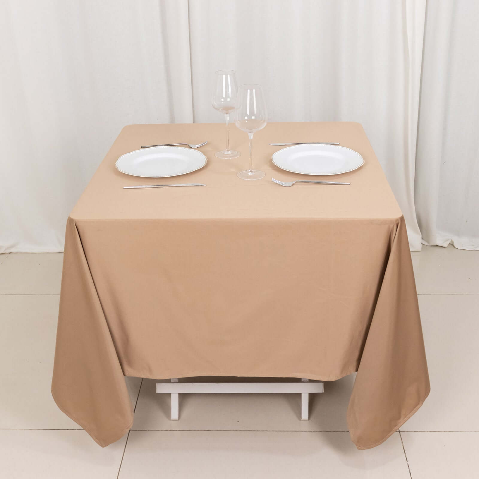 Scuba Square 70"x70" Tablecloth Nude - Wrinkle Free & Stain Resistant Table Cover - Bell Racket Store