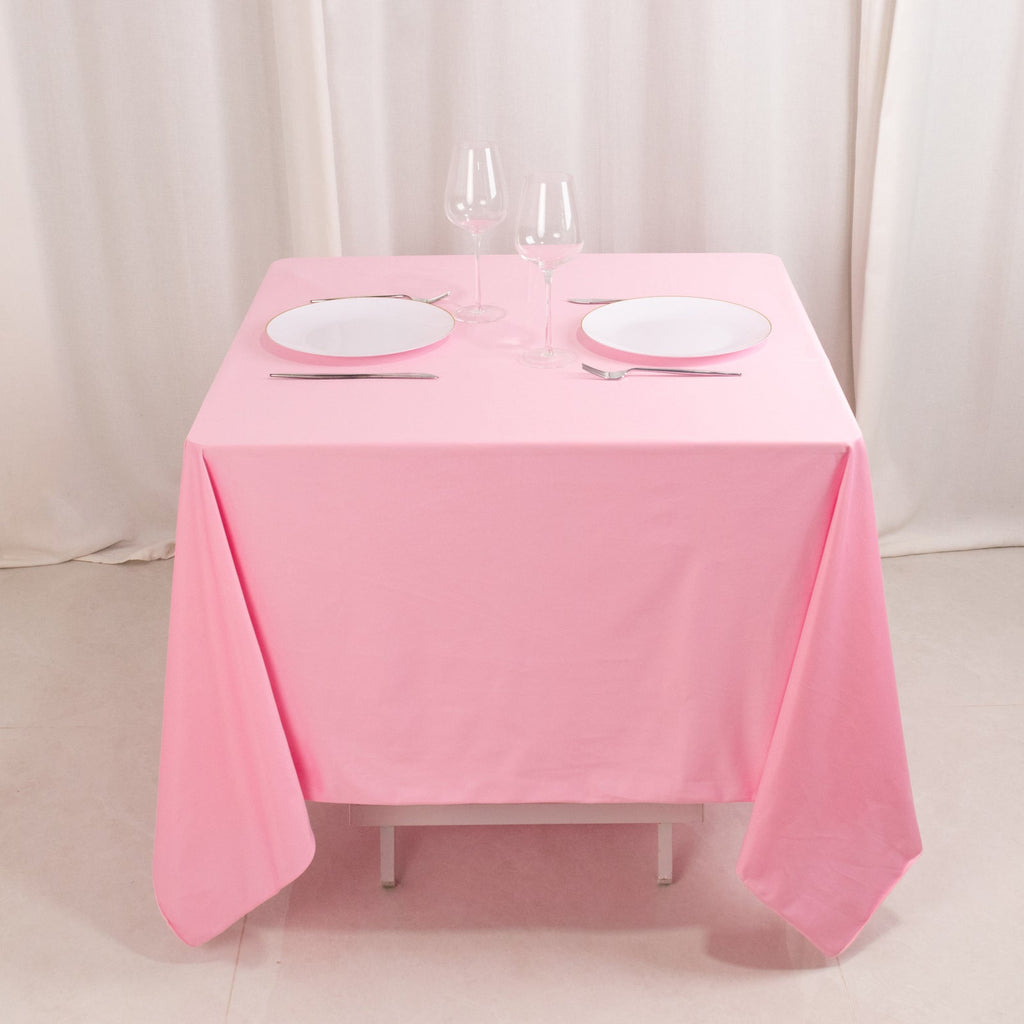Scuba Square 70"x70" Tablecloth Pink - Wrinkle Free & Stain Resistant Table Cover - Bell Racket Store