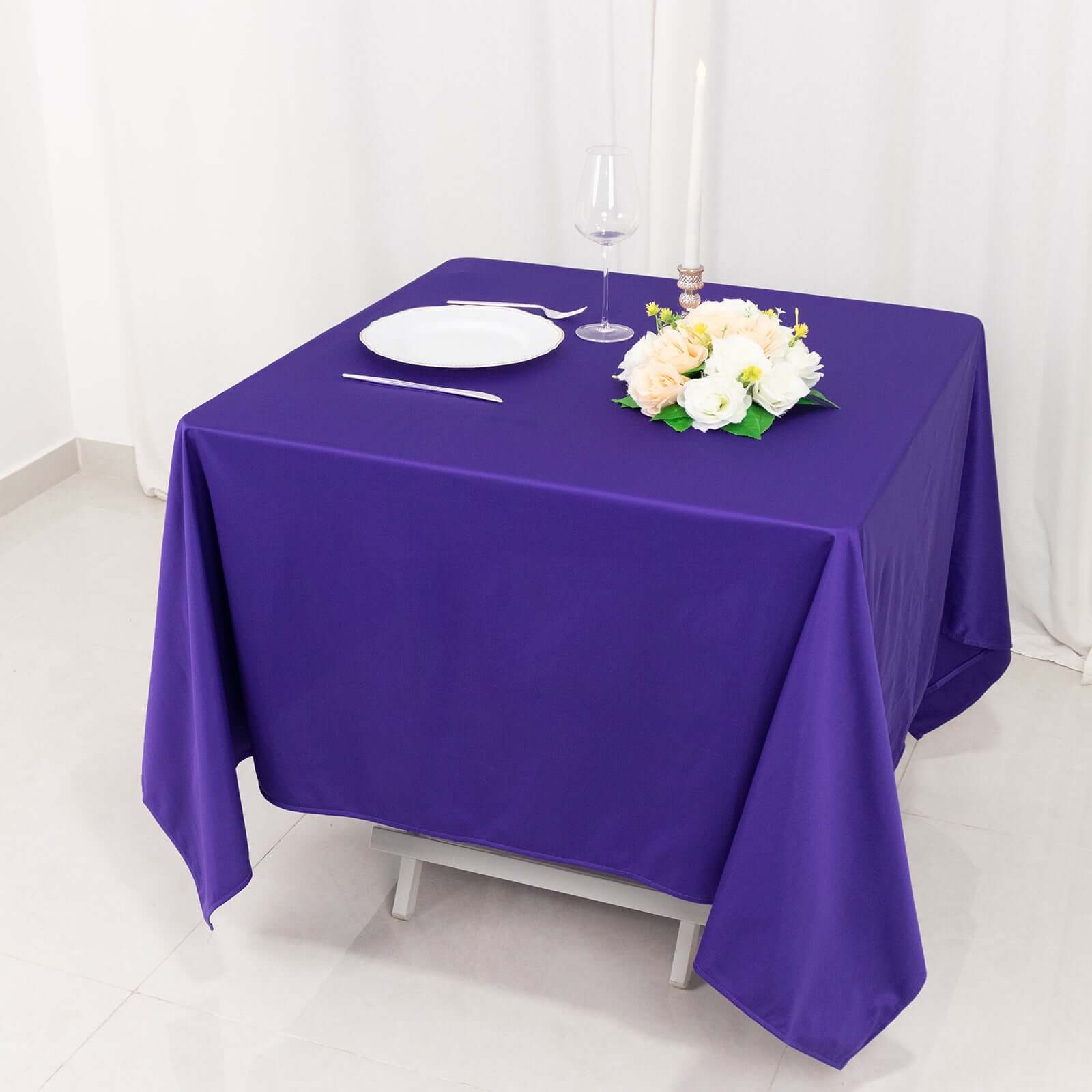 Scuba Square 70"x70" Tablecloth Purple - Wrinkle Free & Stain Resistant Table Cover - Bell Racket Store