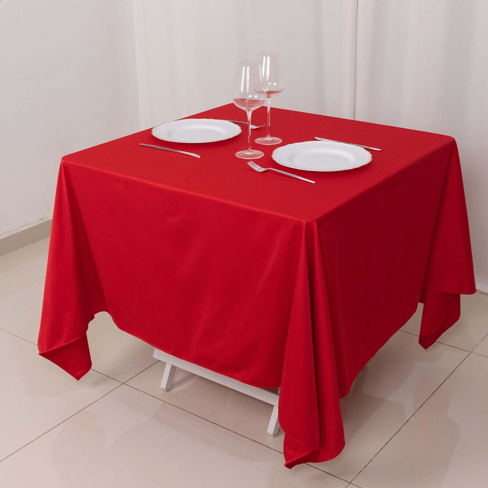 Scuba Square 70"x70" Tablecloth Red - Wrinkle Free & Stain Resistant Table Cover - Bell Racket Store