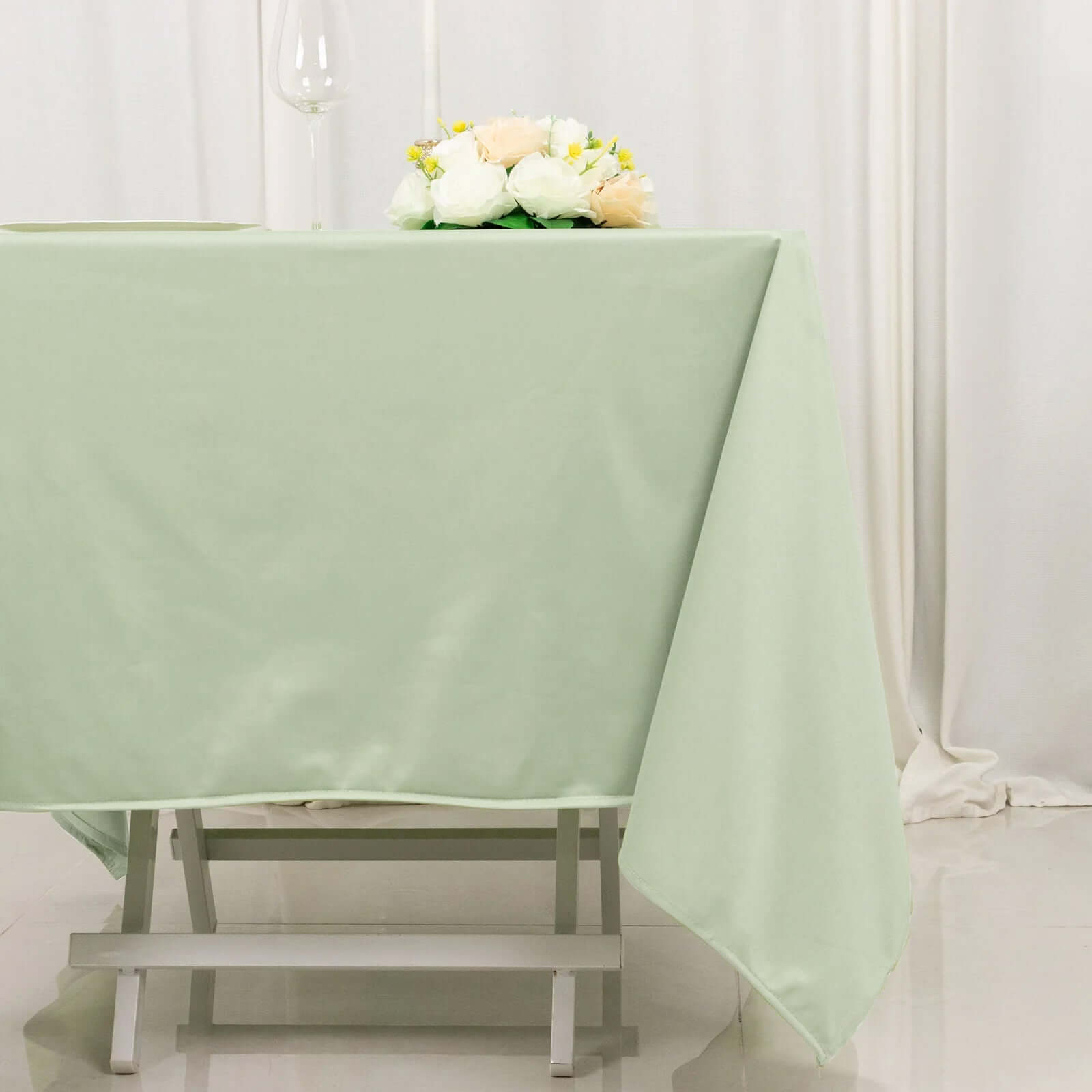 Scuba Square 70"x70" Tablecloth Sage Green - Wrinkle Free & Stain Resistant Table Cover - Bell Racket Store