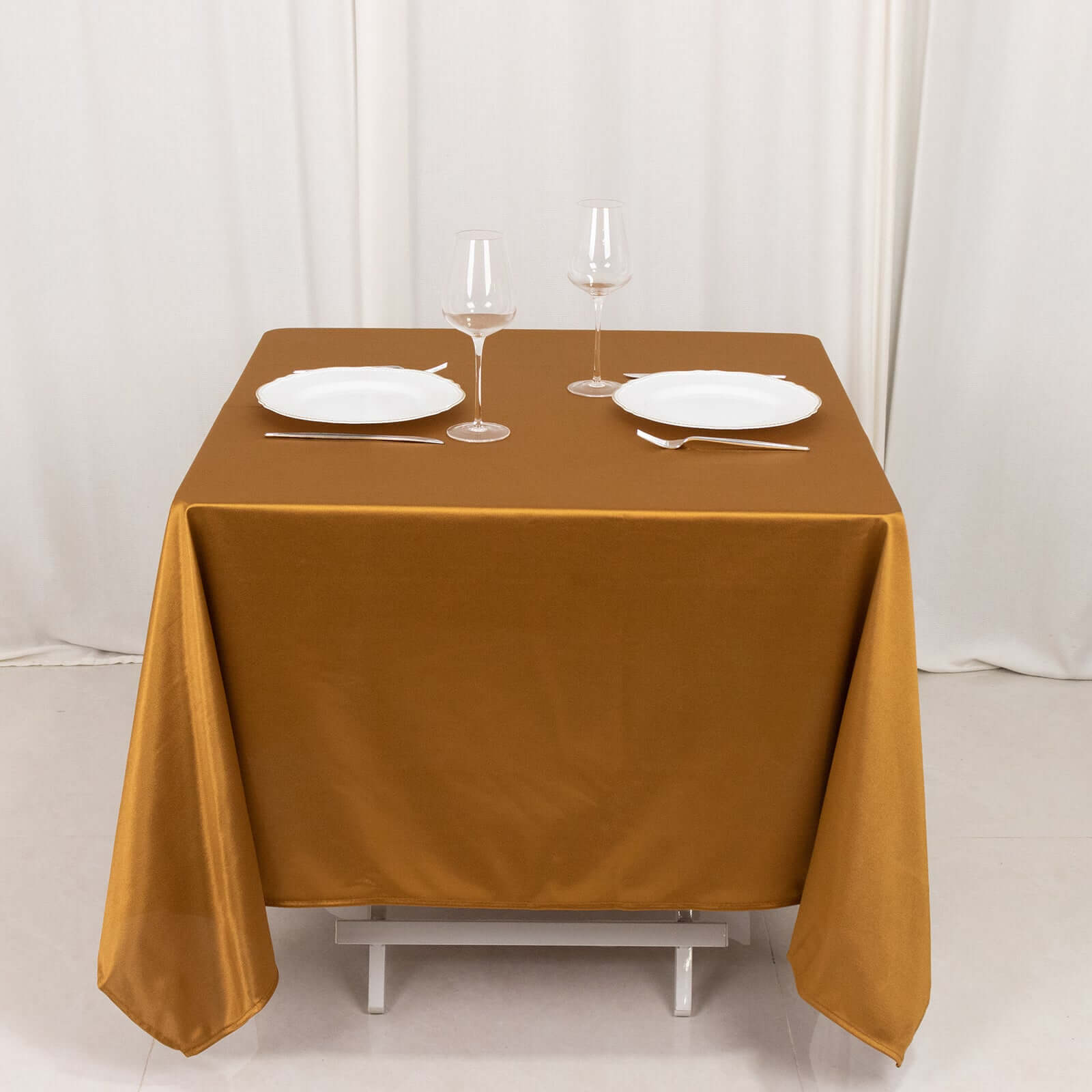 Scuba Square 70"x70" Tablecloth Shimmer Gold - Wrinkle Free & Stain Resistant Table Cover - Bell Racket Store