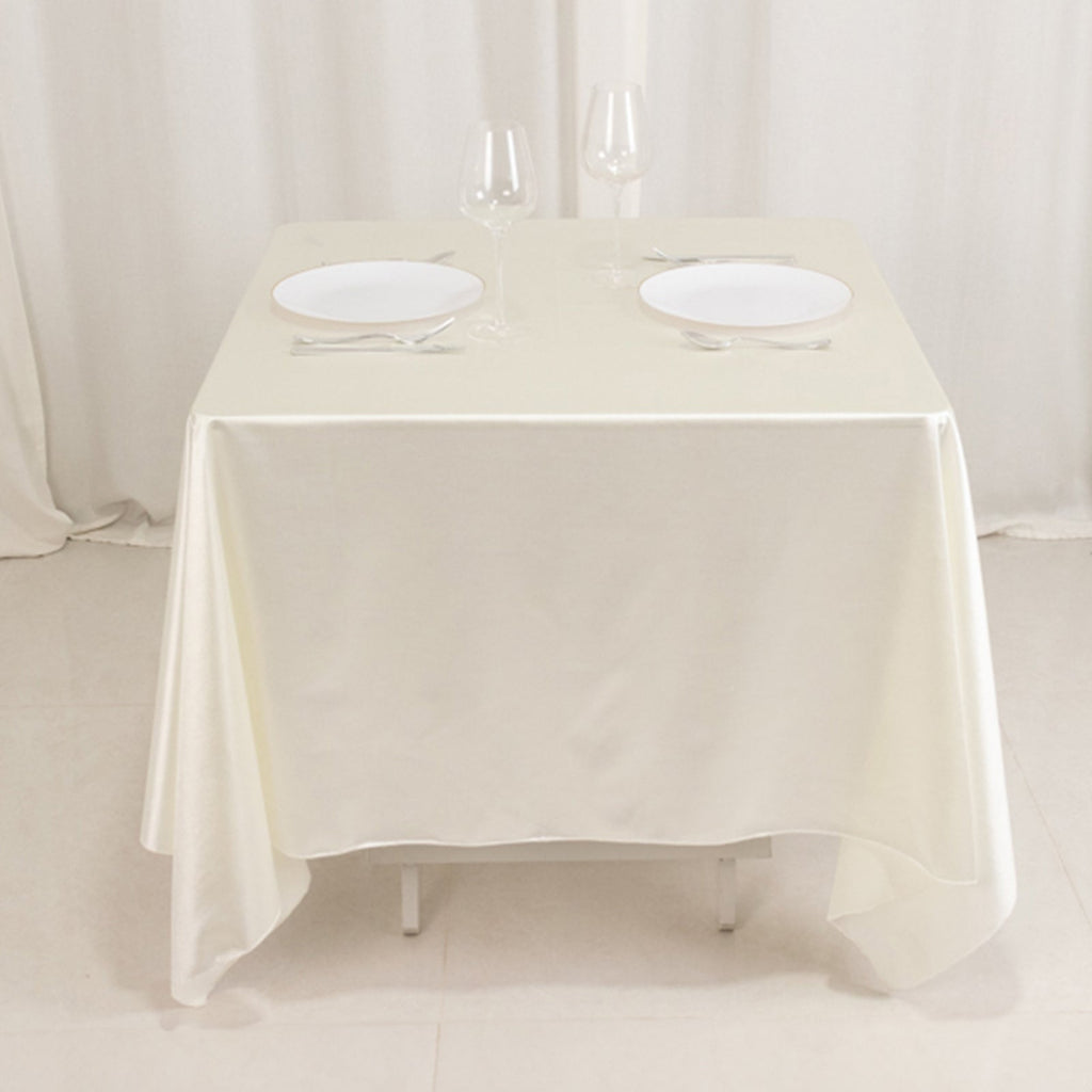 Scuba Square 70"x70" Tablecloth Shimmer Pearl White - Wrinkle Free & Stain Resistant Table Cover for Weddings and Parties - Bell Racket Store