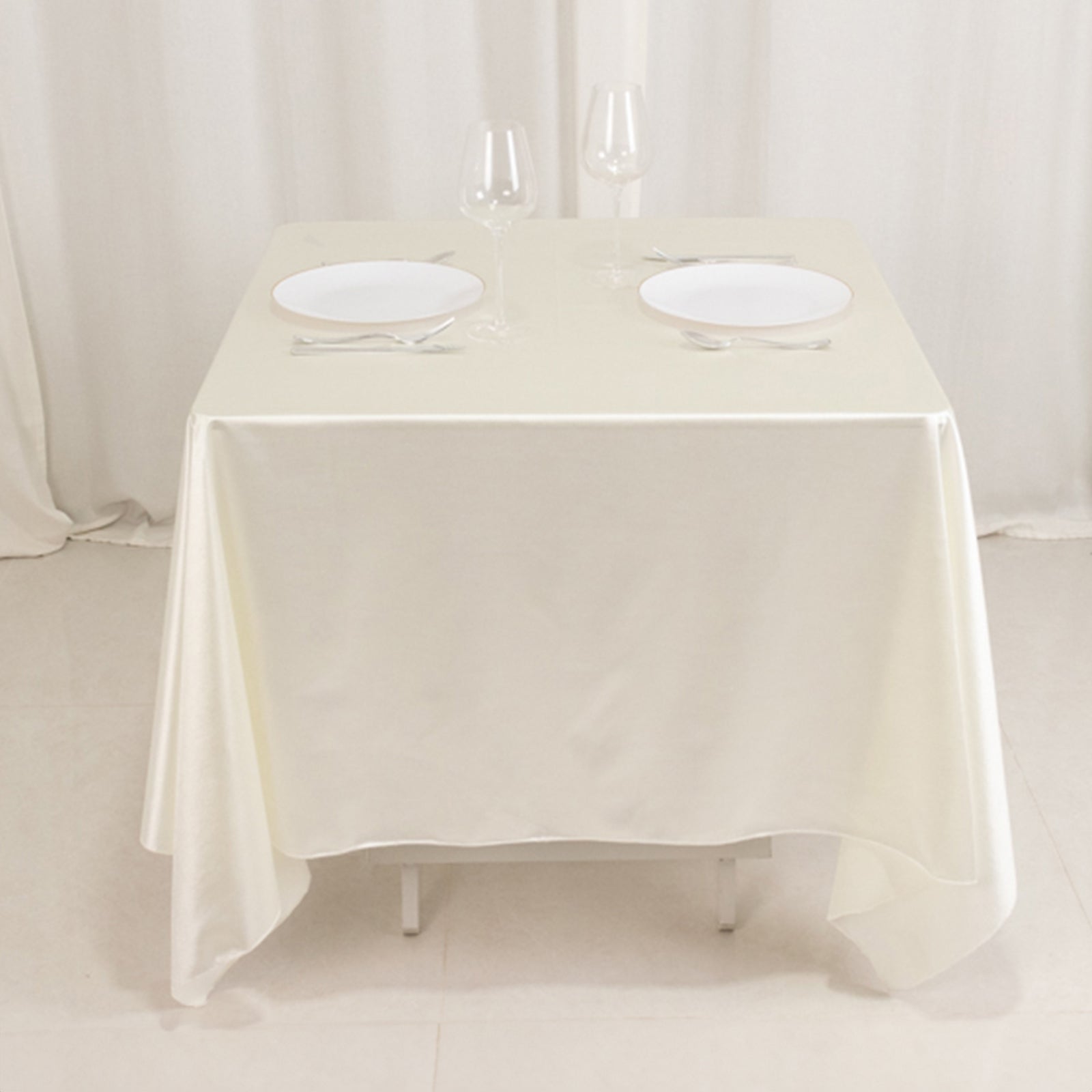 Scuba Square 70"x70" Tablecloth Shimmer Pearl White - Wrinkle Free & Stain Resistant Table Cover for Weddings and Parties - Bell Racket Store