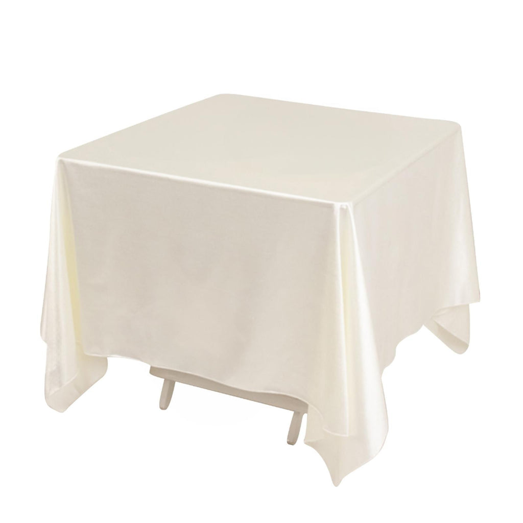 Scuba Square 70"x70" Tablecloth Shimmer Pearl White - Wrinkle Free & Stain Resistant Table Cover for Weddings and Parties - Bell Racket Store