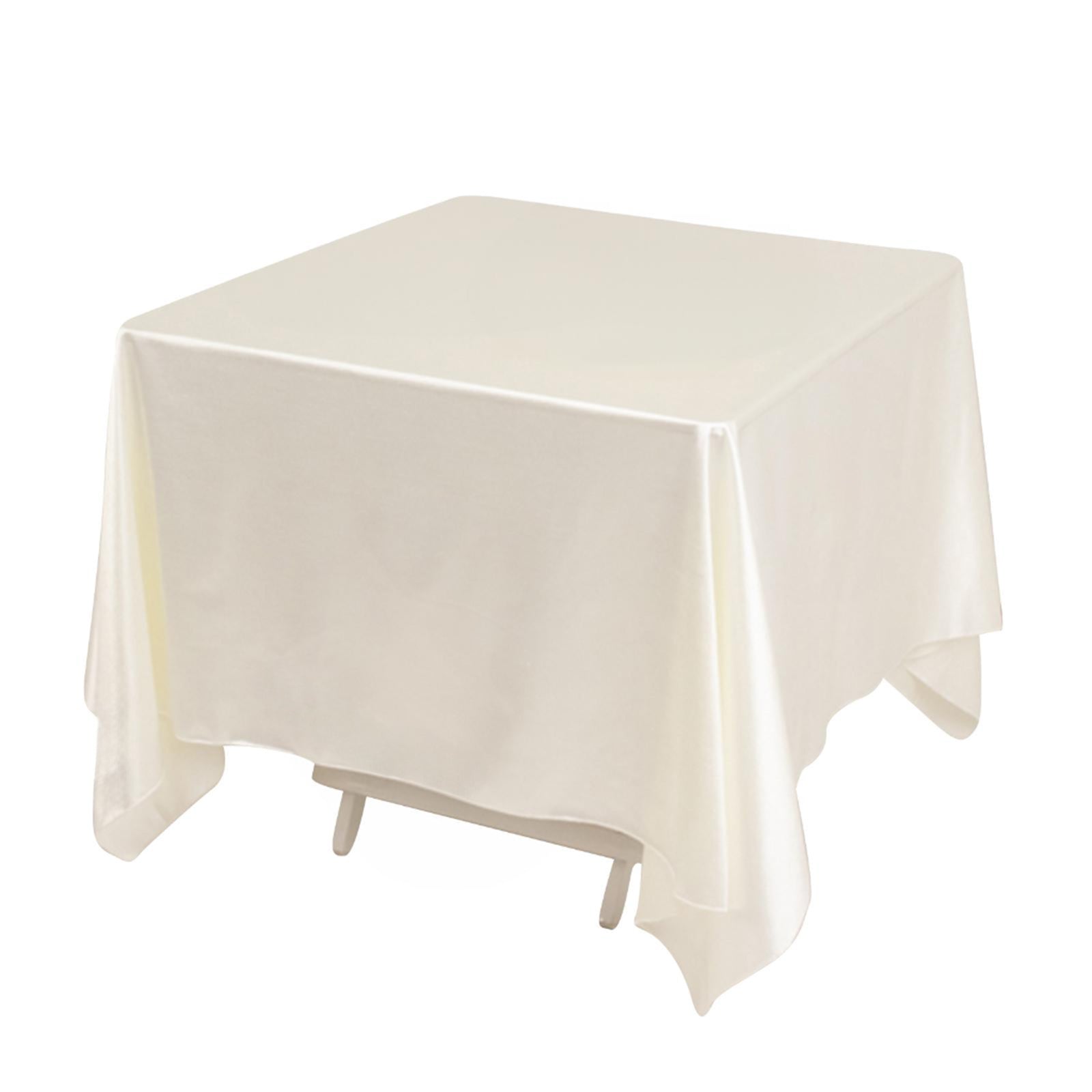 Scuba Square 70"x70" Tablecloth Shimmer Pearl White - Wrinkle Free & Stain Resistant Table Cover for Weddings and Parties - Bell Racket Store