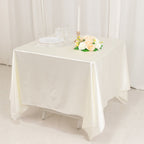 Scuba Square 70"x70" Tablecloth Shimmer Pearl White - Wrinkle Free & Stain Resistant Table Cover for Weddings and Parties - Bell Racket Store