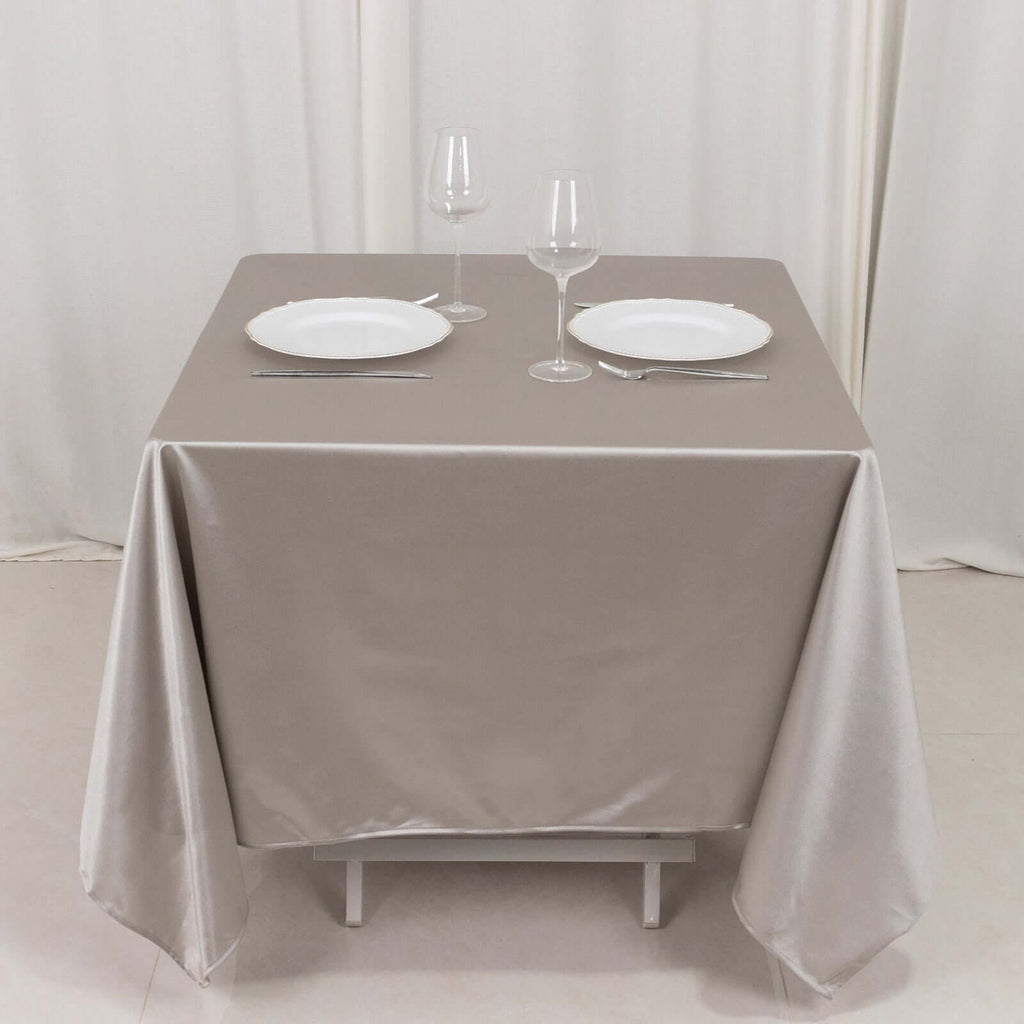 Scuba Square 70"x70" Tablecloth Shimmer Silver - Wrinkle Free & Stain Resistant Table Cover - Bell Racket Store