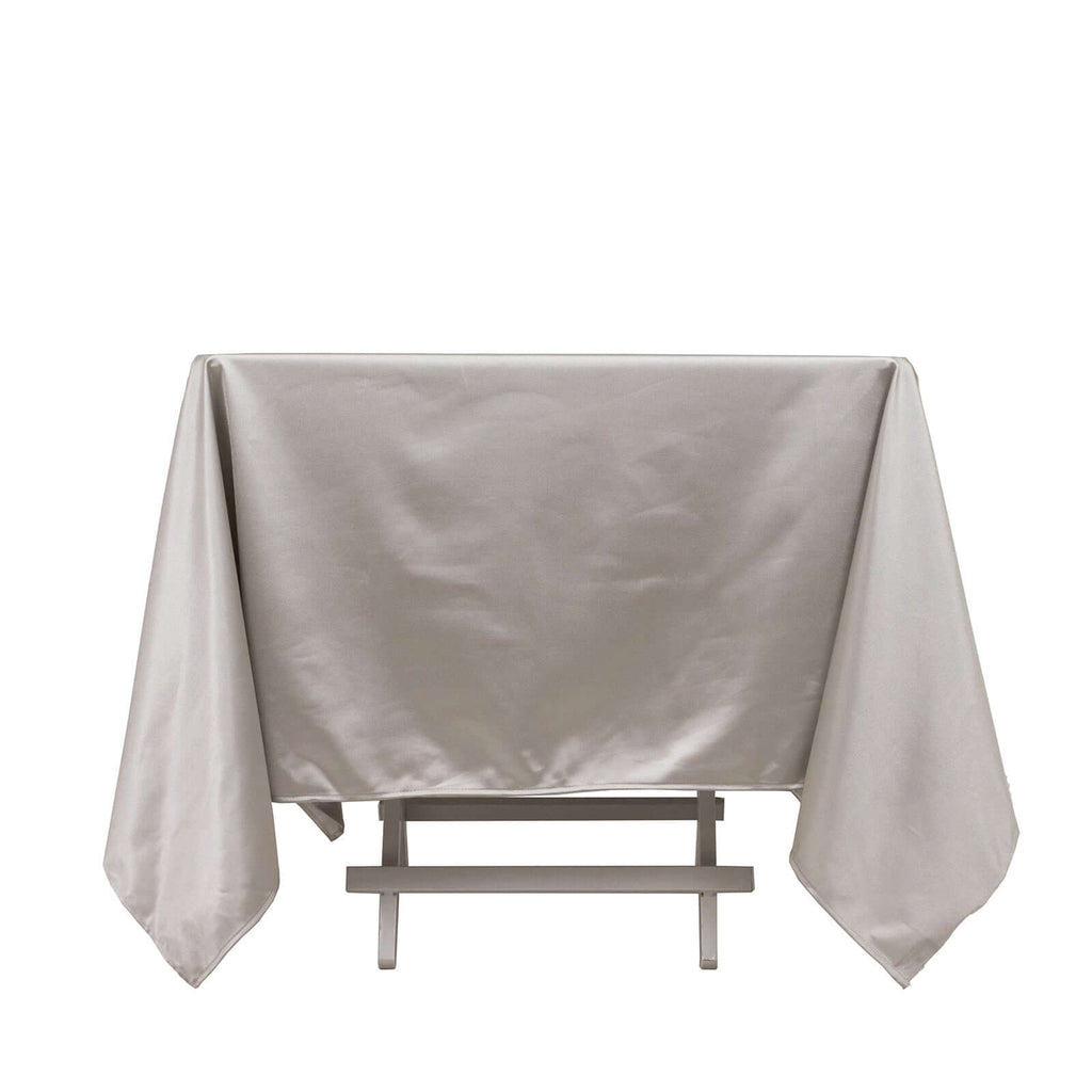 Scuba Square 70"x70" Tablecloth Shimmer Silver - Wrinkle Free & Stain Resistant Table Cover - Bell Racket Store